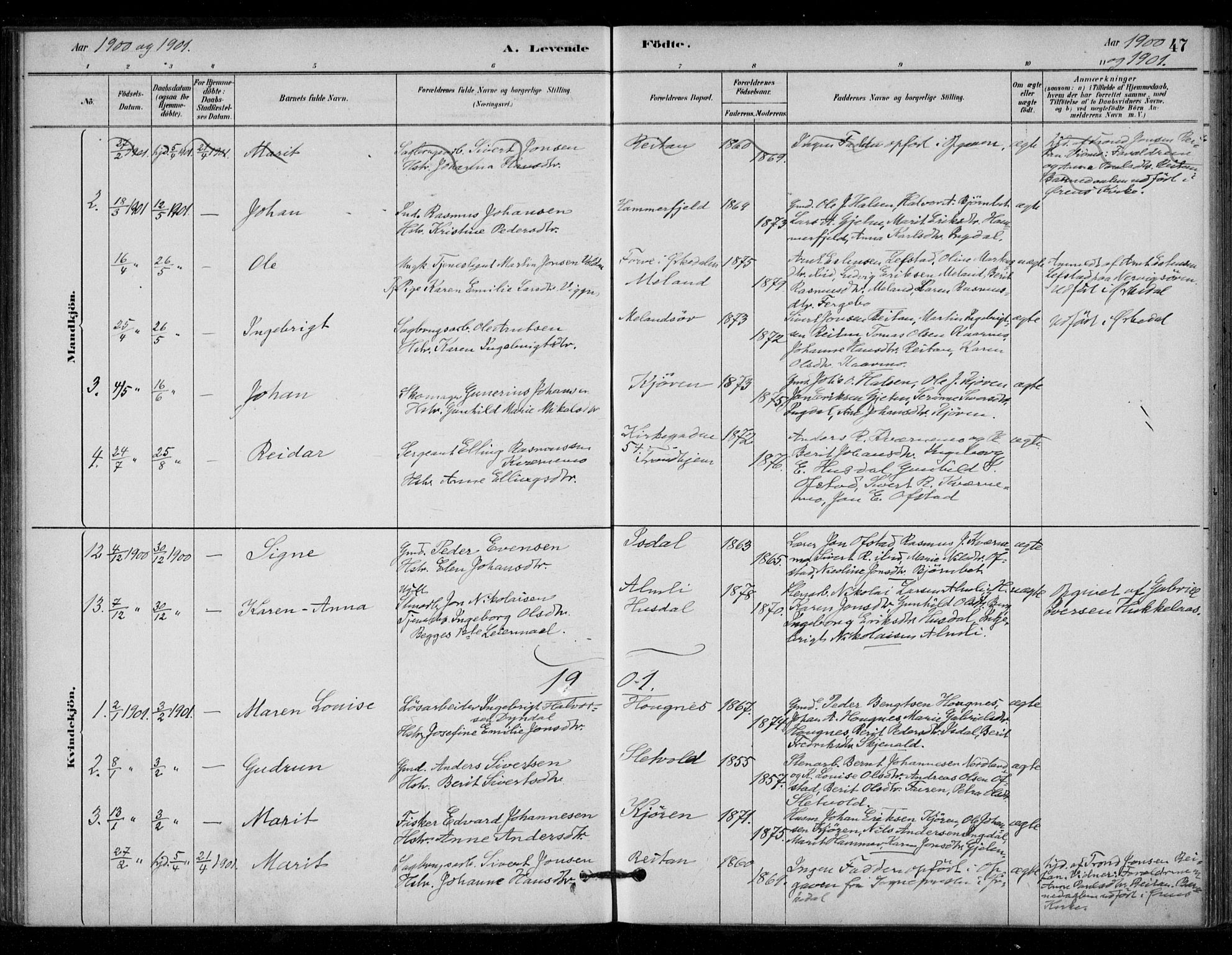 Ministerialprotokoller, klokkerbøker og fødselsregistre - Sør-Trøndelag, AV/SAT-A-1456/670/L0836: Parish register (official) no. 670A01, 1879-1904, p. 47