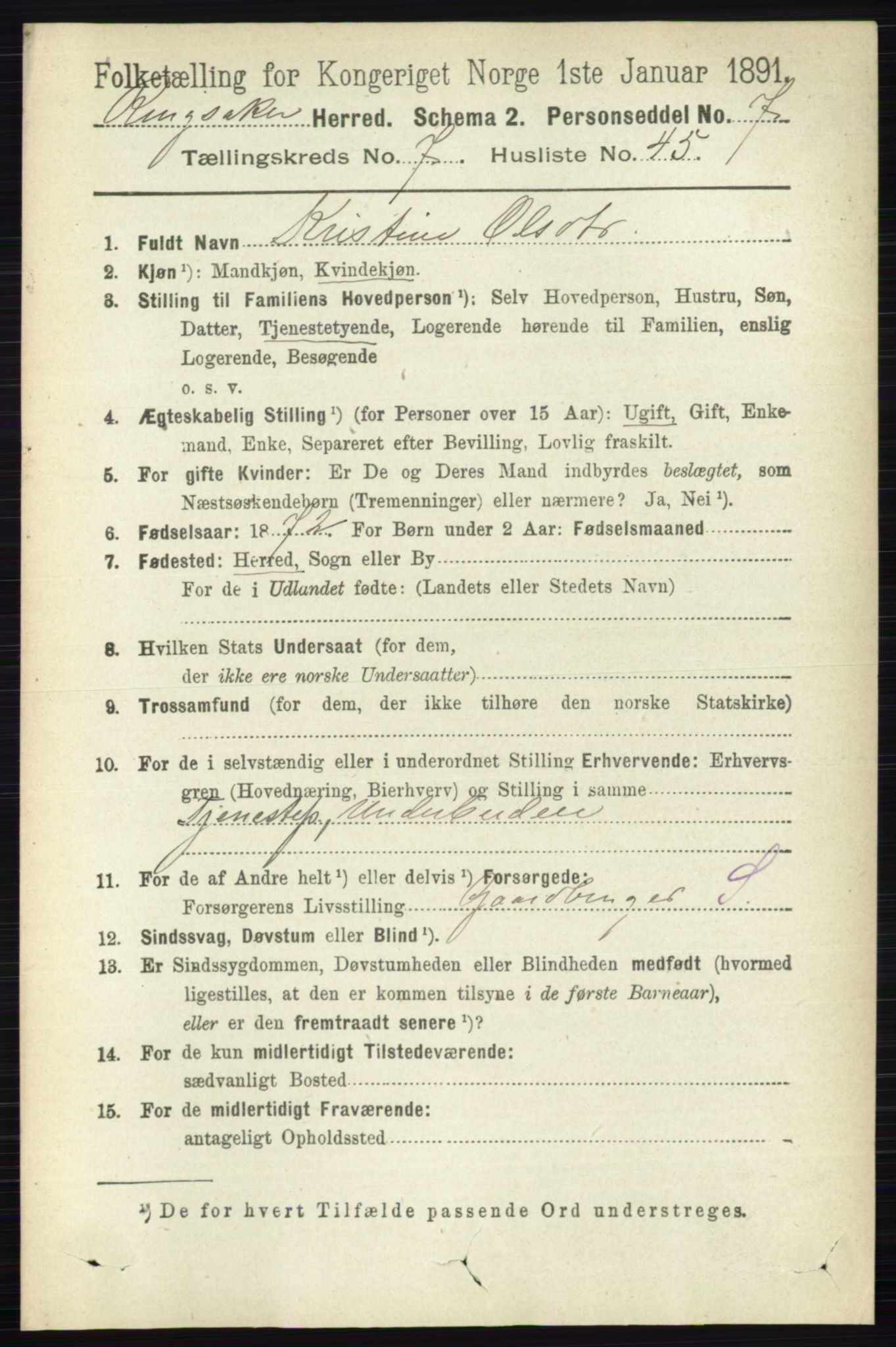 RA, 1891 census for 0412 Ringsaker, 1891, p. 4198