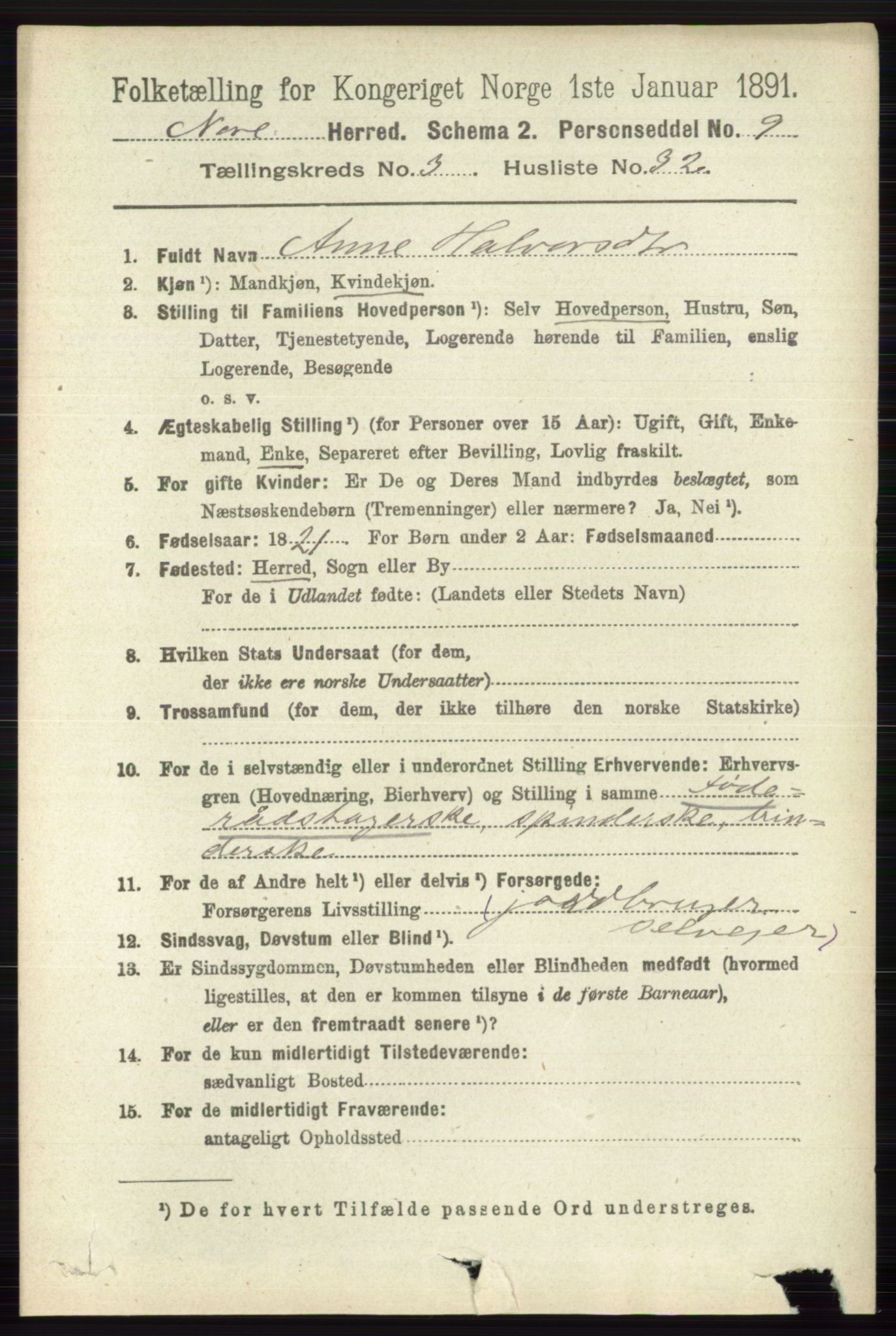 RA, 1891 census for 0633 Nore, 1891, p. 906