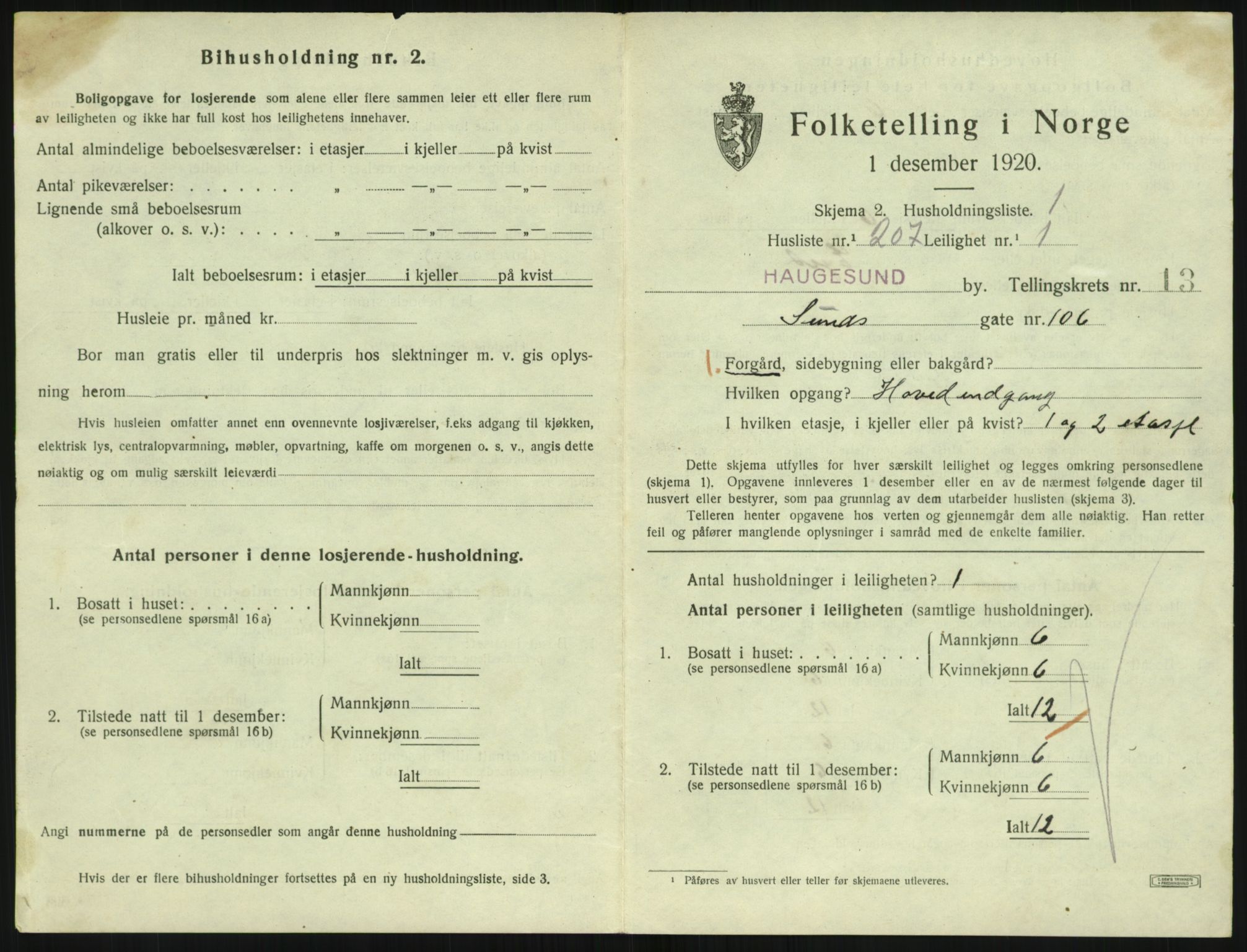 SAST, 1920 census for Haugesund, 1920, p. 11497