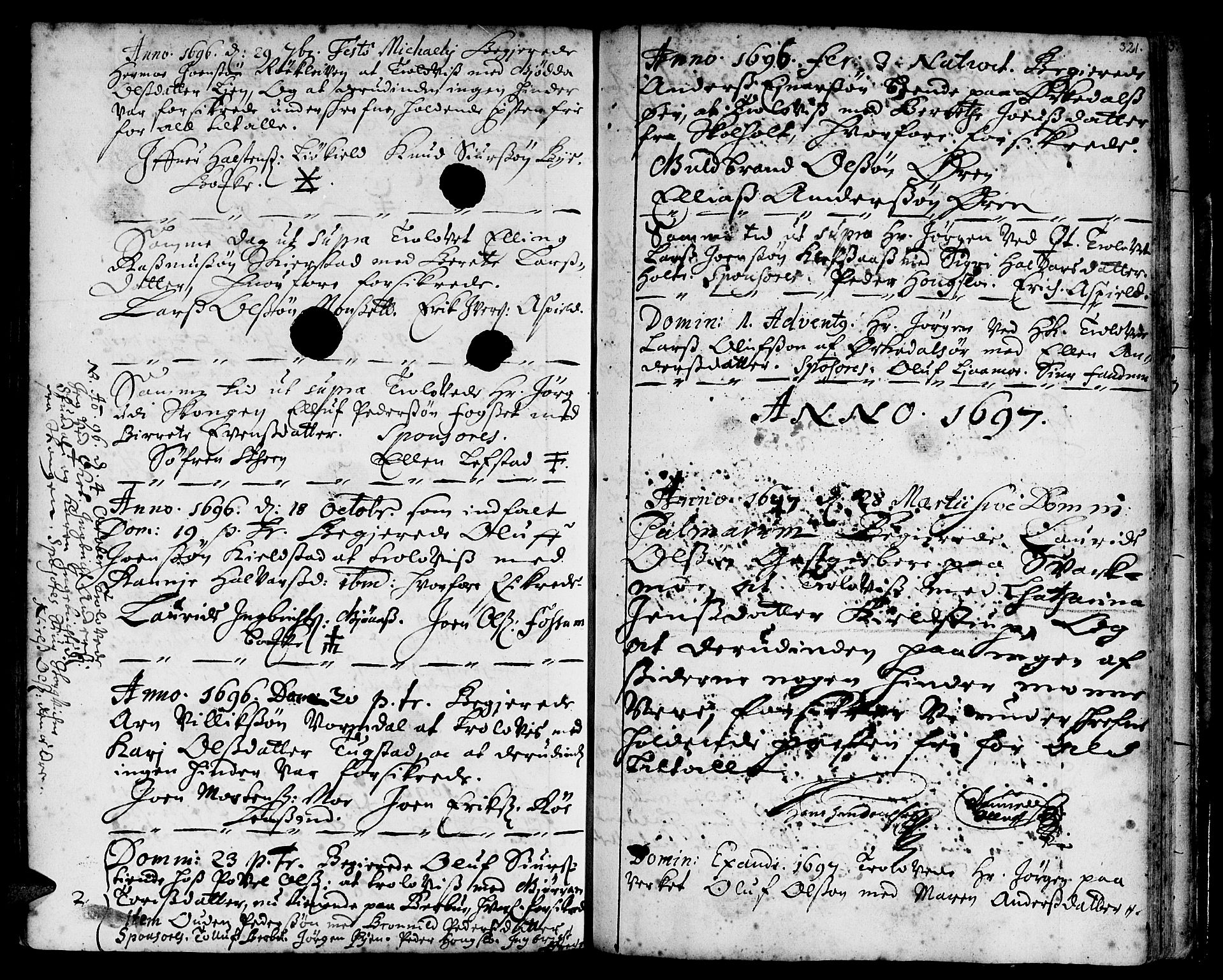 Ministerialprotokoller, klokkerbøker og fødselsregistre - Sør-Trøndelag, SAT/A-1456/668/L0801: Parish register (official) no. 668A01, 1695-1716, p. 320-321