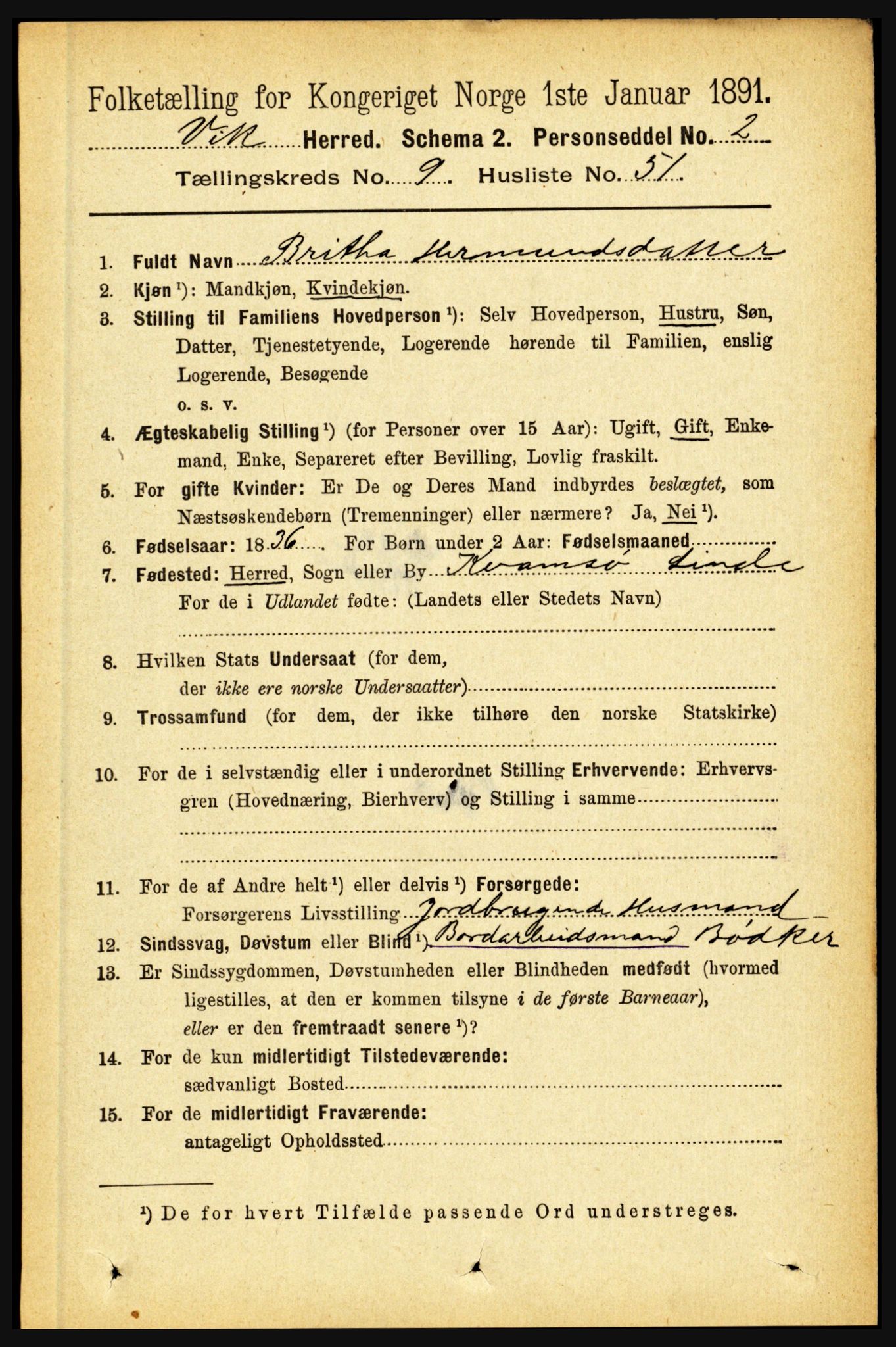 RA, 1891 census for 1417 Vik, 1891, p. 4295