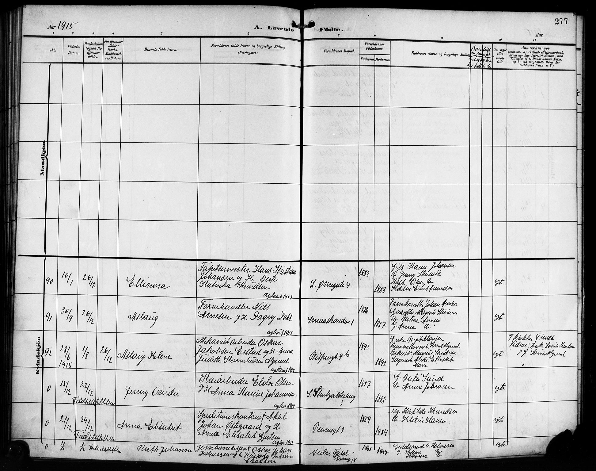 Korskirken sokneprestembete, AV/SAB-A-76101/H/Hab: Parish register (copy) no. B 11, 1905-1916, p. 277