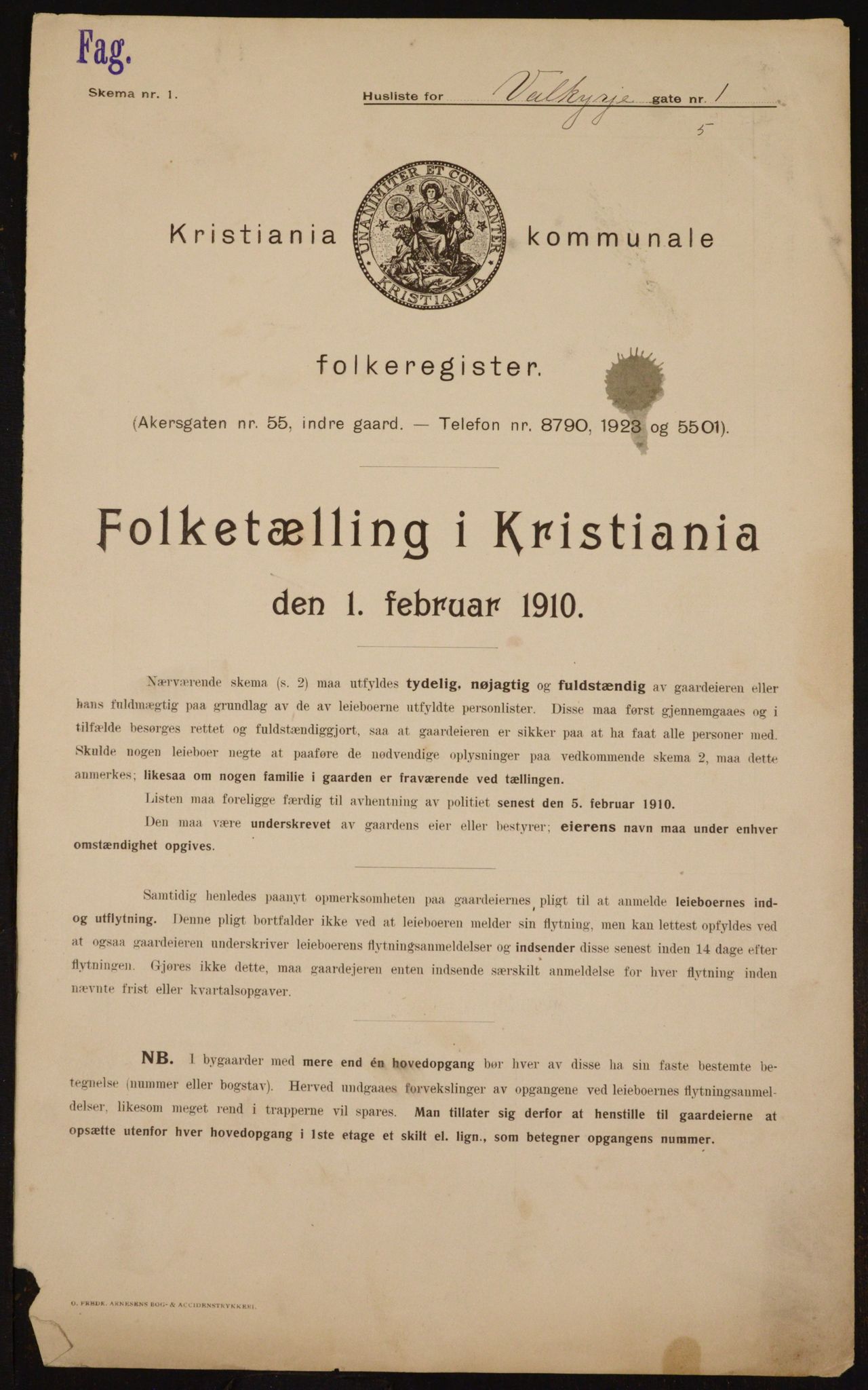 OBA, Municipal Census 1910 for Kristiania, 1910, p. 115273