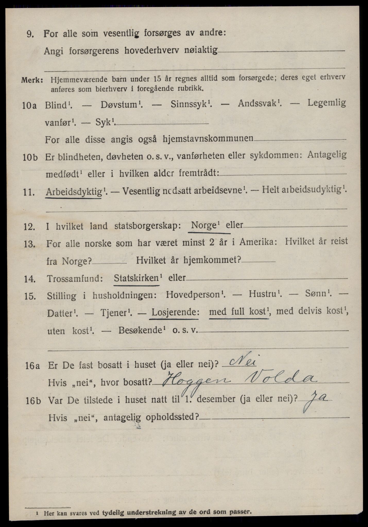 SAT, 1920 census for Volda, 1920, p. 8355