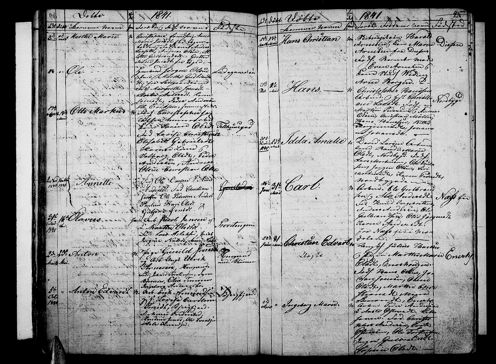 Aker prestekontor kirkebøker, AV/SAO-A-10861/G/L0007: Parish register (copy) no. 7, 1838-1846, p. 94-95