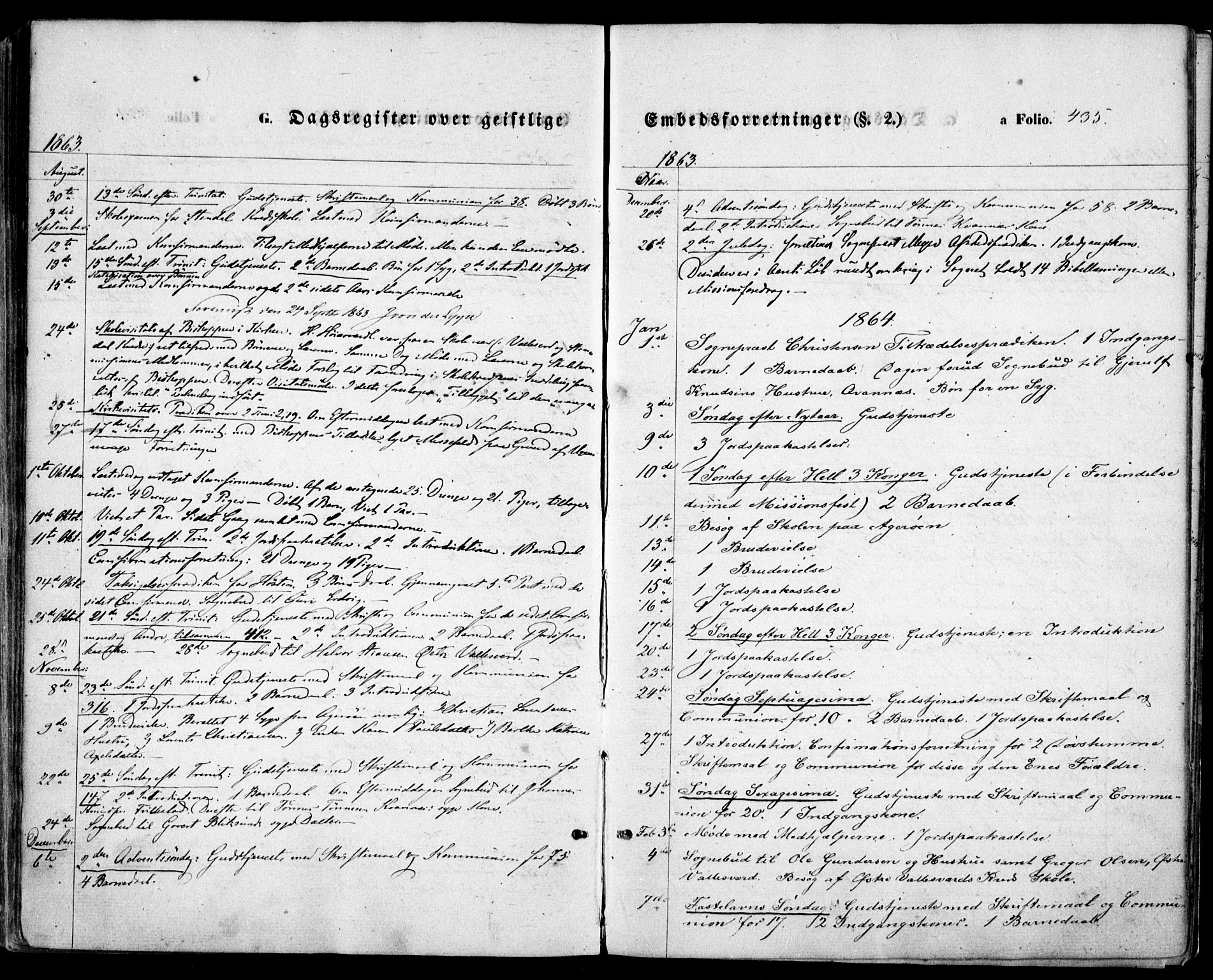 Høvåg sokneprestkontor, SAK/1111-0025/F/Fa/L0004: Parish register (official) no. A 4, 1859-1877, p. 435