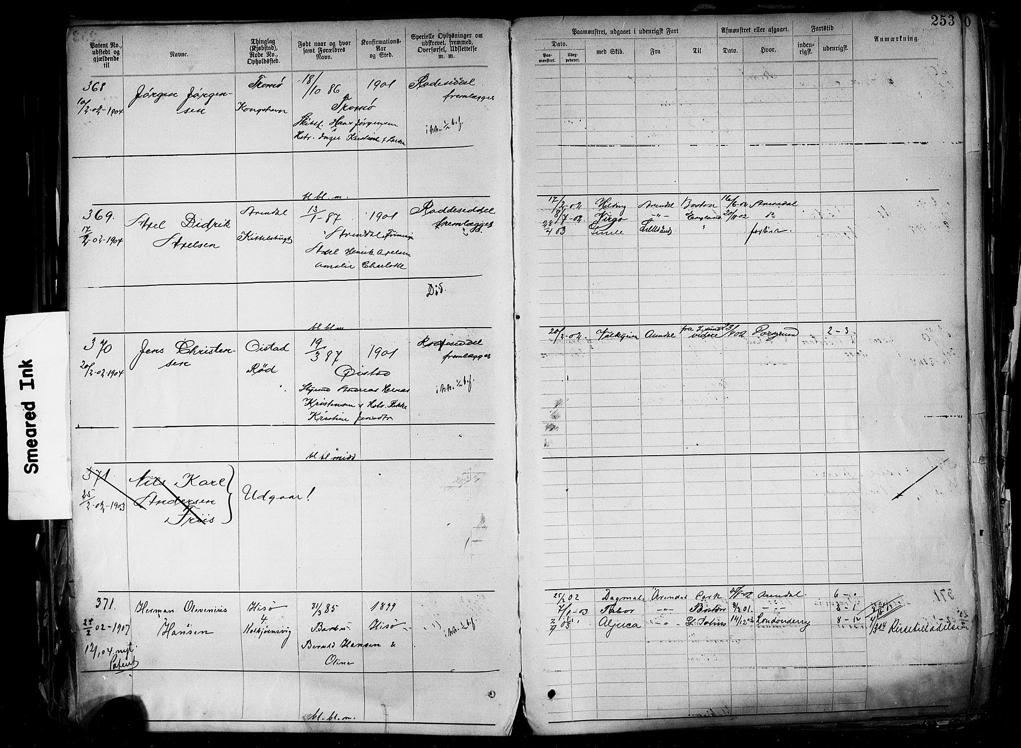 Arendal mønstringskrets, AV/SAK-2031-0012/F/Fa/L0004: Annotasjonsrulle nr 3828-4715 og nr 1-1296, S-4, 1892-1918, p. 260