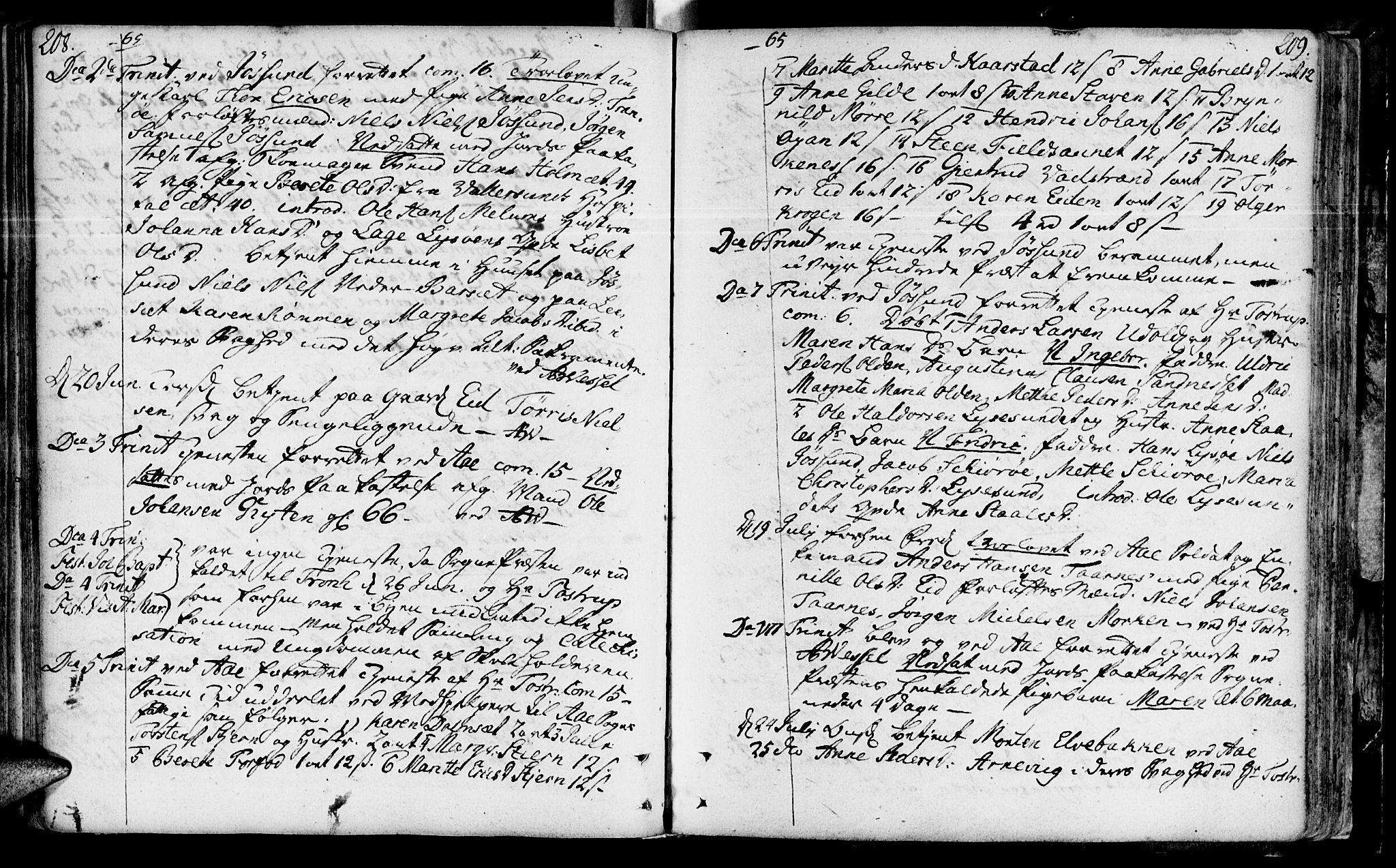 Ministerialprotokoller, klokkerbøker og fødselsregistre - Sør-Trøndelag, SAT/A-1456/655/L0672: Parish register (official) no. 655A01, 1750-1779, p. 208-209