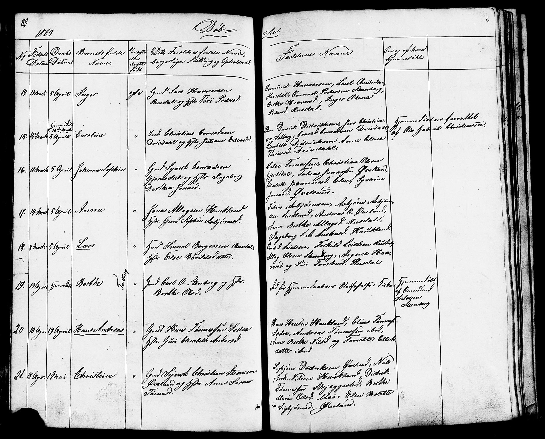 Lund sokneprestkontor, AV/SAST-A-101809/S07/L0003: Parish register (copy) no. B 3, 1848-1885, p. 83