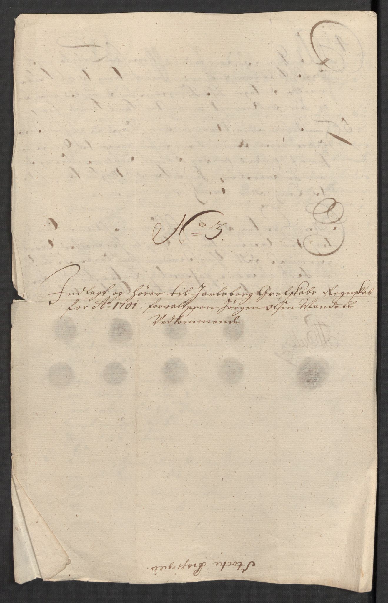 Rentekammeret inntil 1814, Reviderte regnskaper, Fogderegnskap, RA/EA-4092/R32/L1869: Fogderegnskap Jarlsberg grevskap, 1700-1701, p. 287