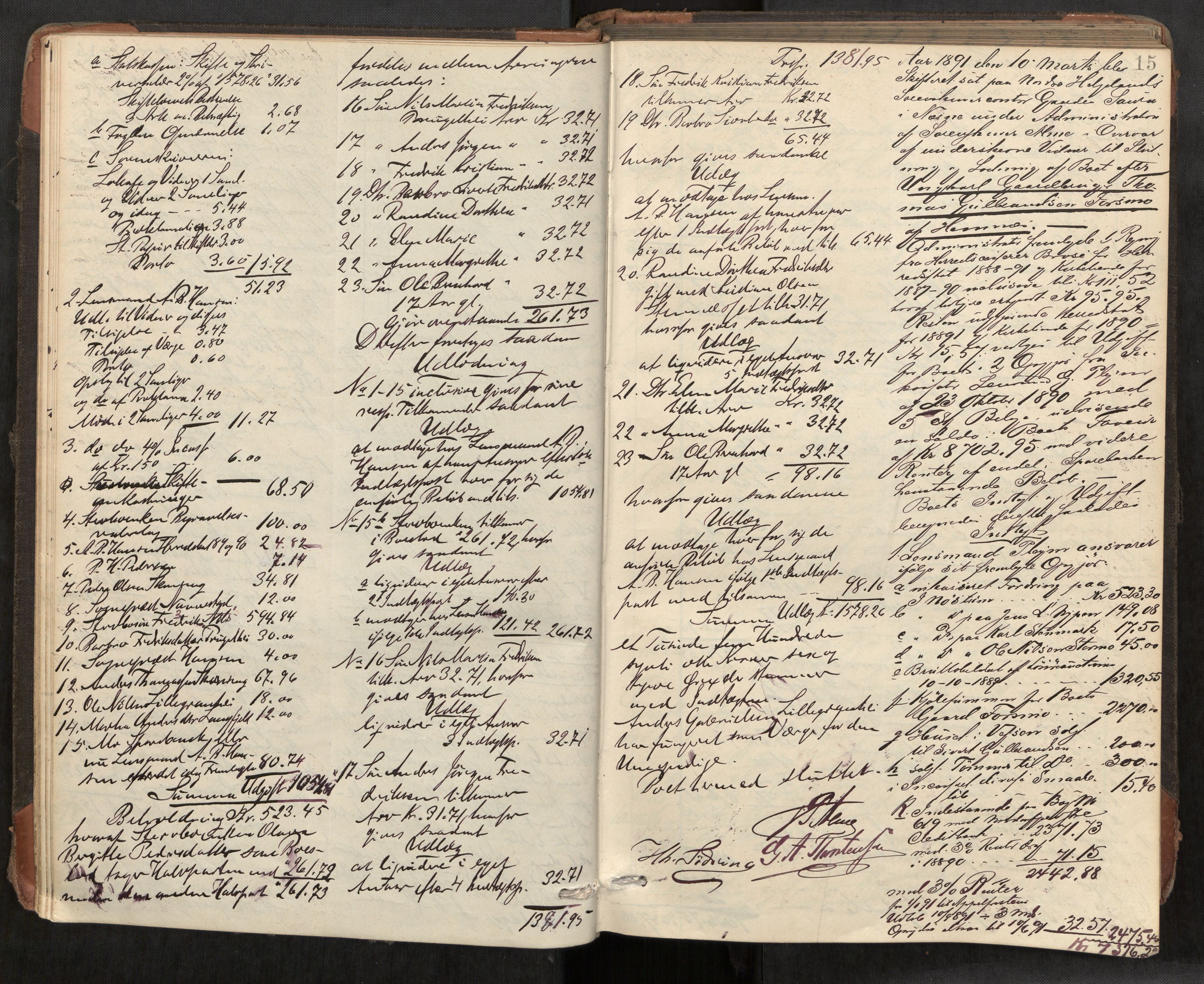 Rana sorenskriveri , AV/SAT-A-1108/1/3/3A/L0006: Skifteslutningsprotokoll, 1891-1896, p. 15