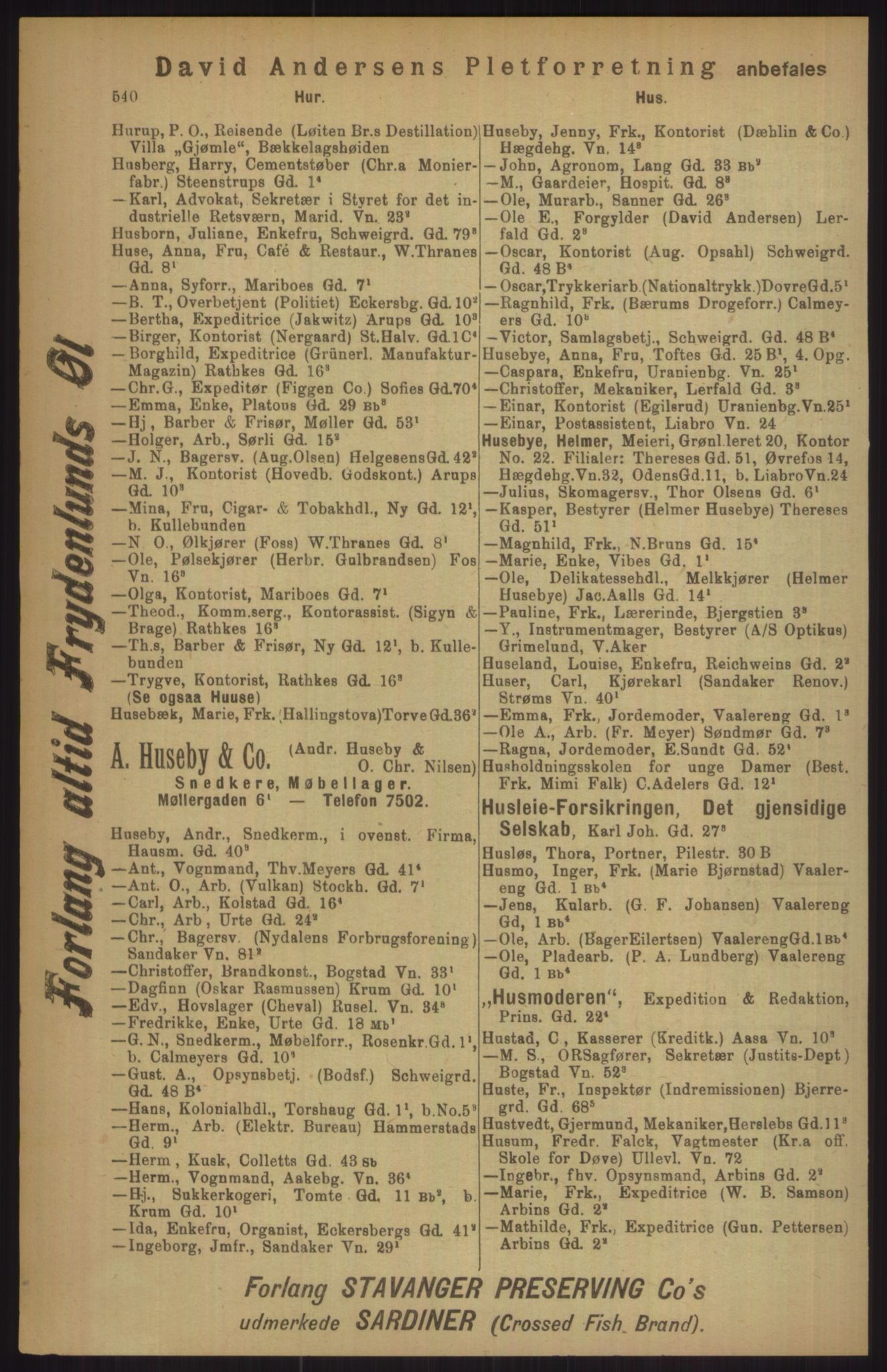 Kristiania/Oslo adressebok, PUBL/-, 1911, p. 540