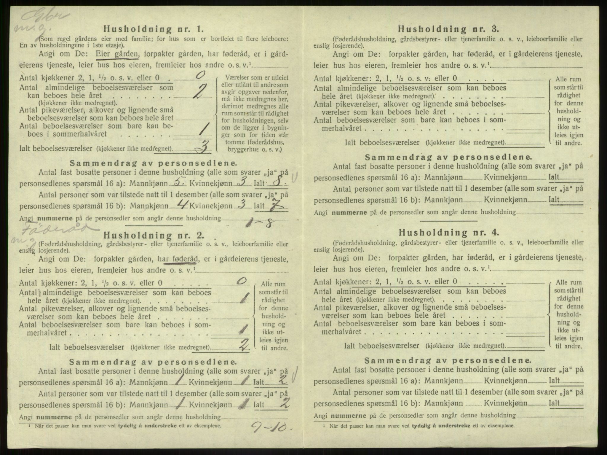 SAB, 1920 census for Fjaler, 1920, p. 1001