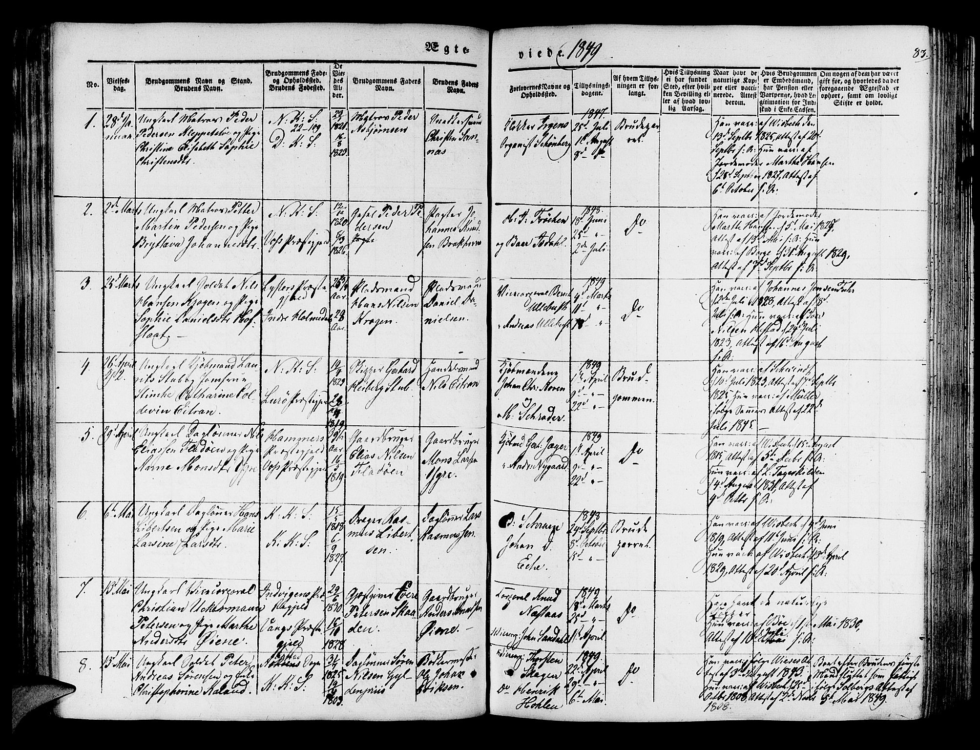 Korskirken sokneprestembete, AV/SAB-A-76101/H/Hab: Parish register (copy) no. D 1, 1840-1867, p. 83