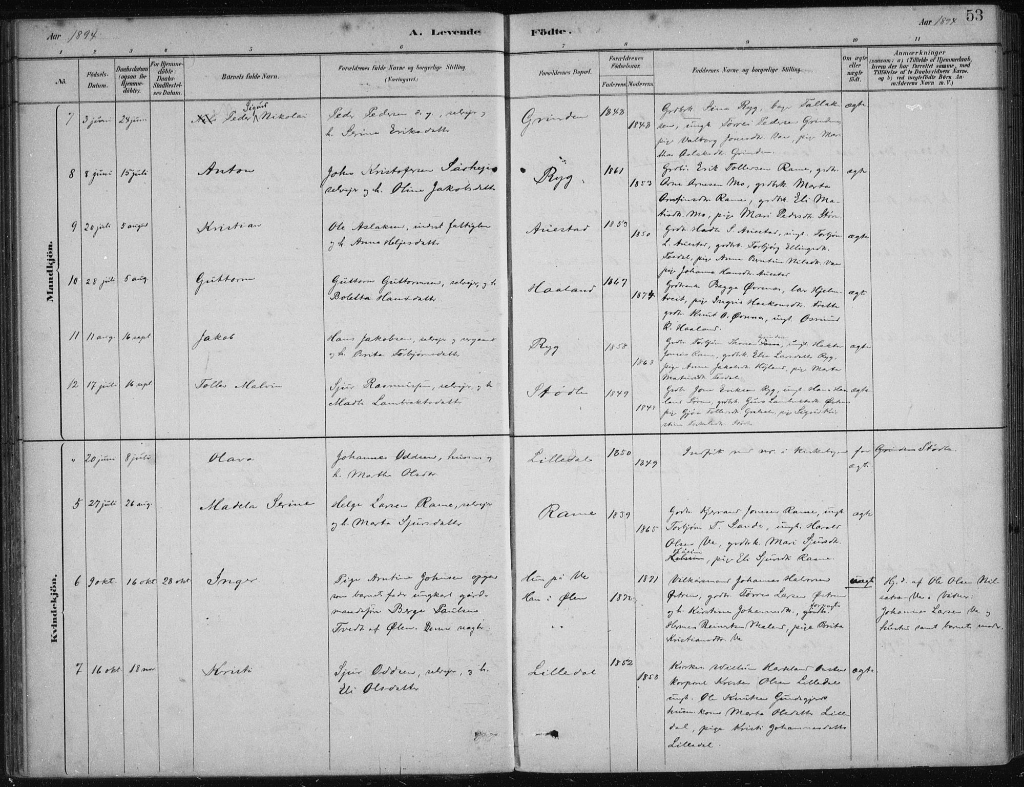 Etne sokneprestembete, SAB/A-75001/H/Haa: Parish register (official) no. D  1, 1879-1919, p. 53