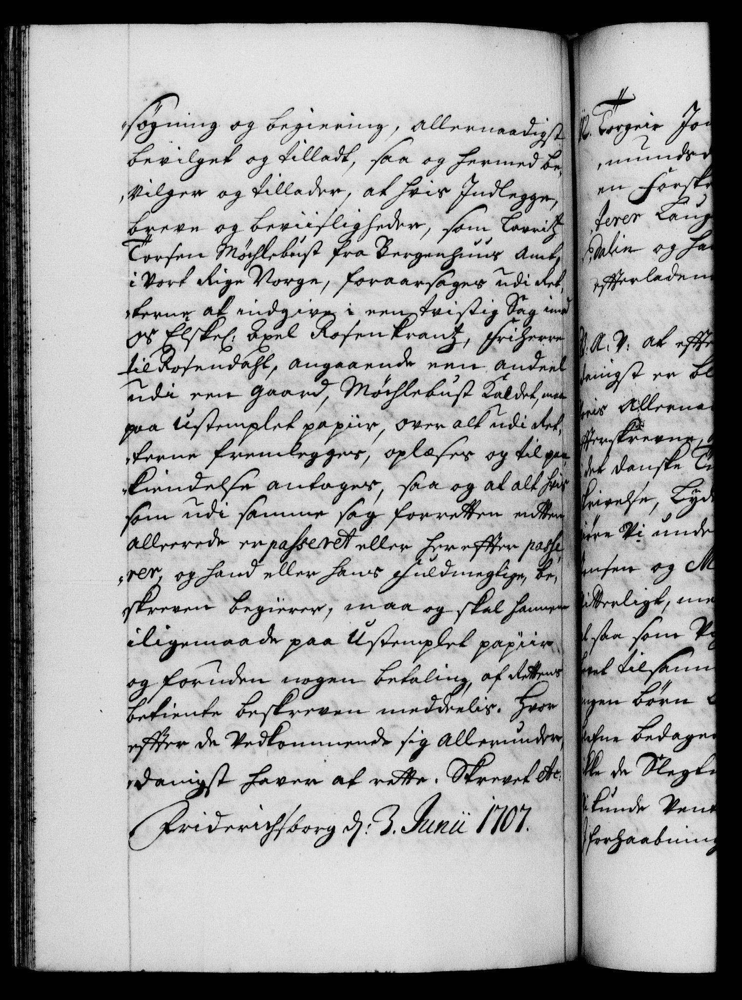 Danske Kanselli 1572-1799, AV/RA-EA-3023/F/Fc/Fca/Fcaa/L0019: Norske registre, 1704-1707, p. 552b