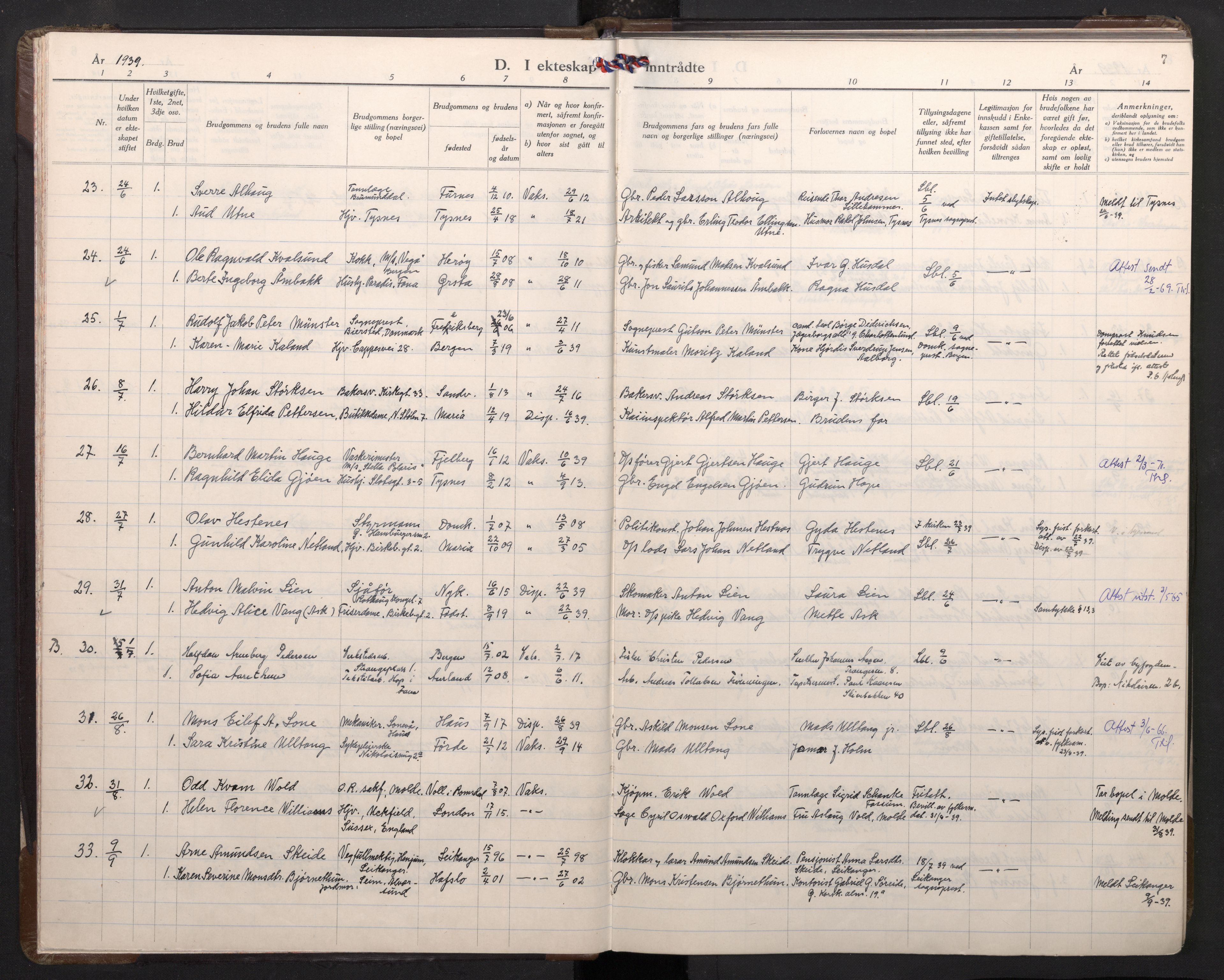 Mariakirken Sokneprestembete, AV/SAB-A-76901/H/Haa/L0019: Parish register (official) no. D 1, 1939-1963, p. 6b-7a