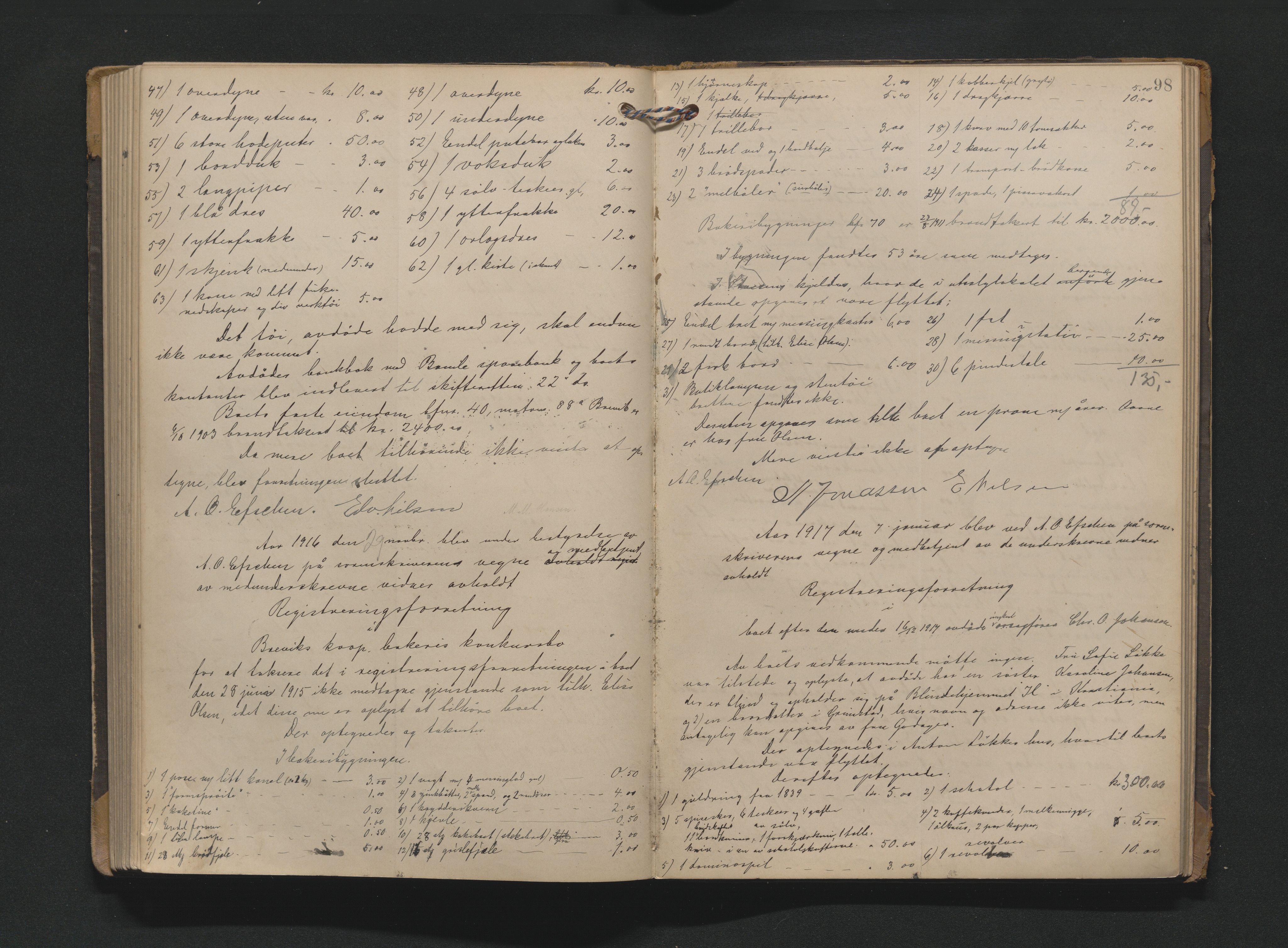 Bamble sorenskriveri, AV/SAKO-A-214/H/Hb/Hbb/Hbbe/L0001: Skifteregisreringsprotokoll, 1903-1929, p. 97b-98a