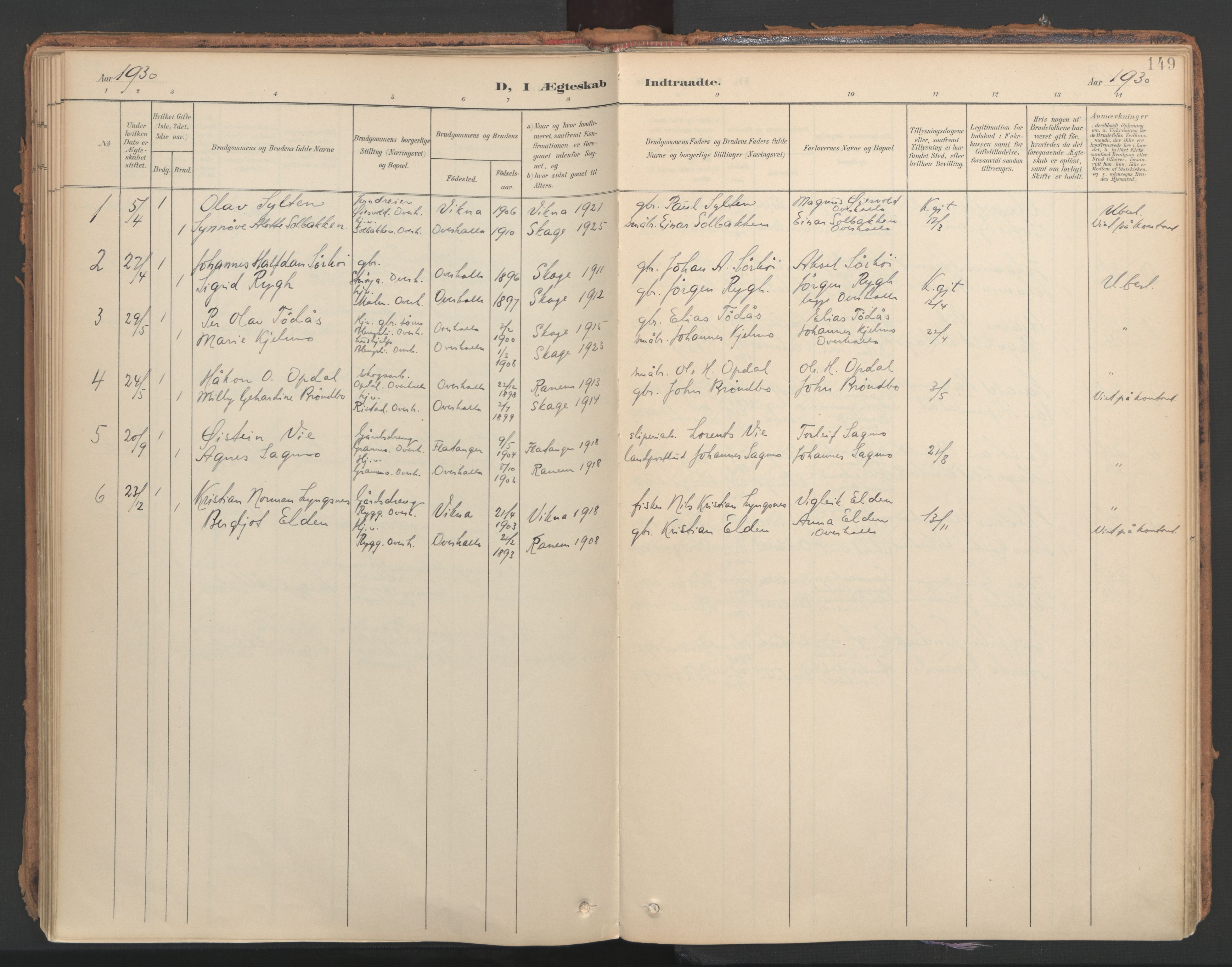 Ministerialprotokoller, klokkerbøker og fødselsregistre - Nord-Trøndelag, SAT/A-1458/766/L0564: Parish register (official) no. 767A02, 1900-1932, p. 149