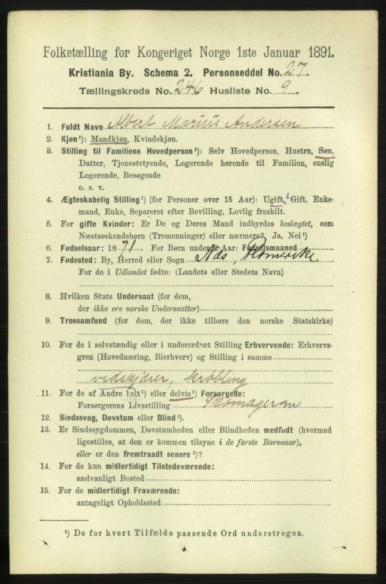 RA, 1891 census for 0301 Kristiania, 1891, p. 150098