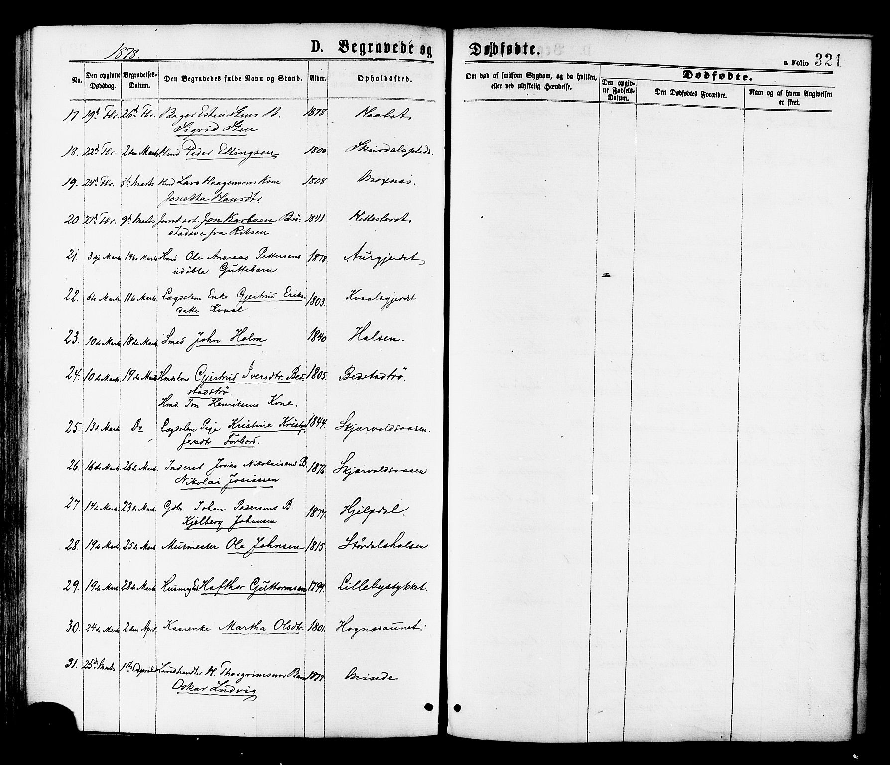 Ministerialprotokoller, klokkerbøker og fødselsregistre - Nord-Trøndelag, SAT/A-1458/709/L0076: Parish register (official) no. 709A16, 1871-1879, p. 321
