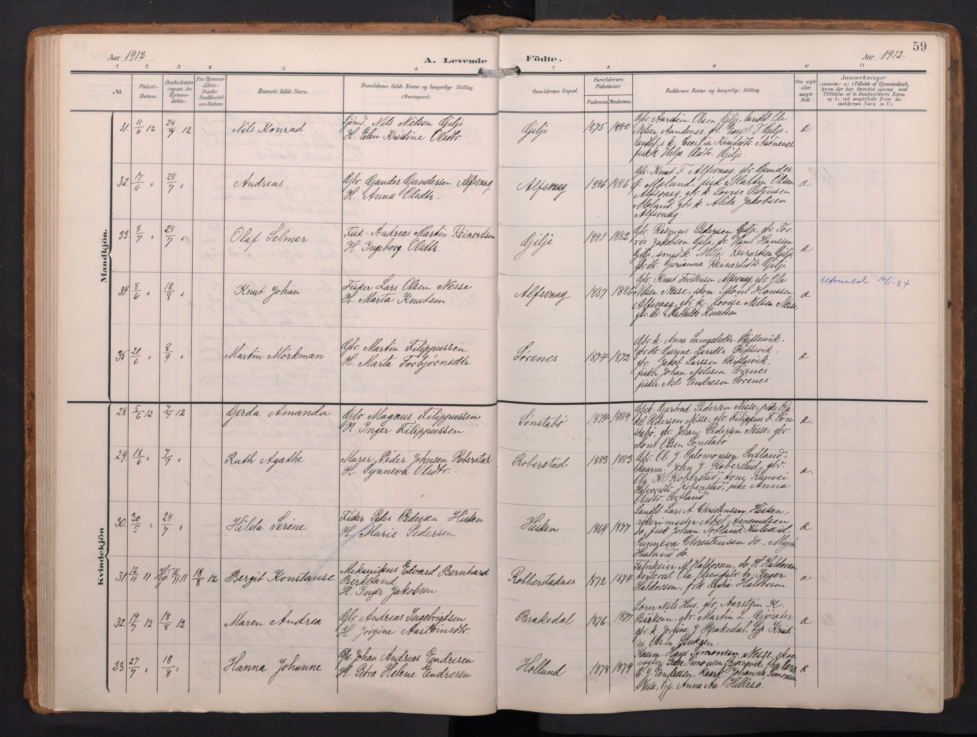 Finnås sokneprestembete, AV/SAB-A-99925/H/Ha/Haa/Haac/L0003: Parish register (official) no. C 3, 1905-1917, p. 59