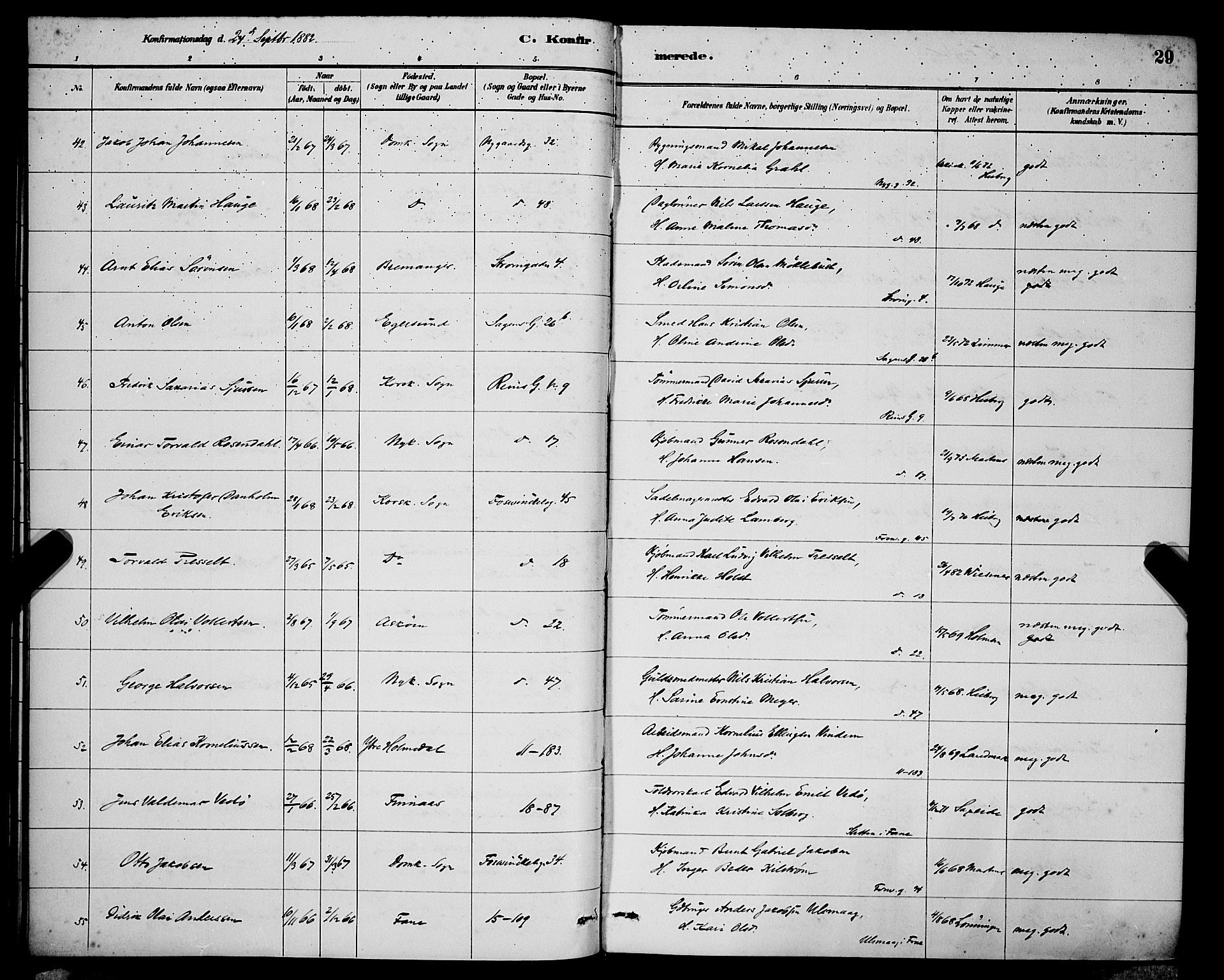 Domkirken sokneprestembete, SAB/A-74801/H/Hab/L0024: Parish register (copy) no. C 4, 1880-1899, p. 29