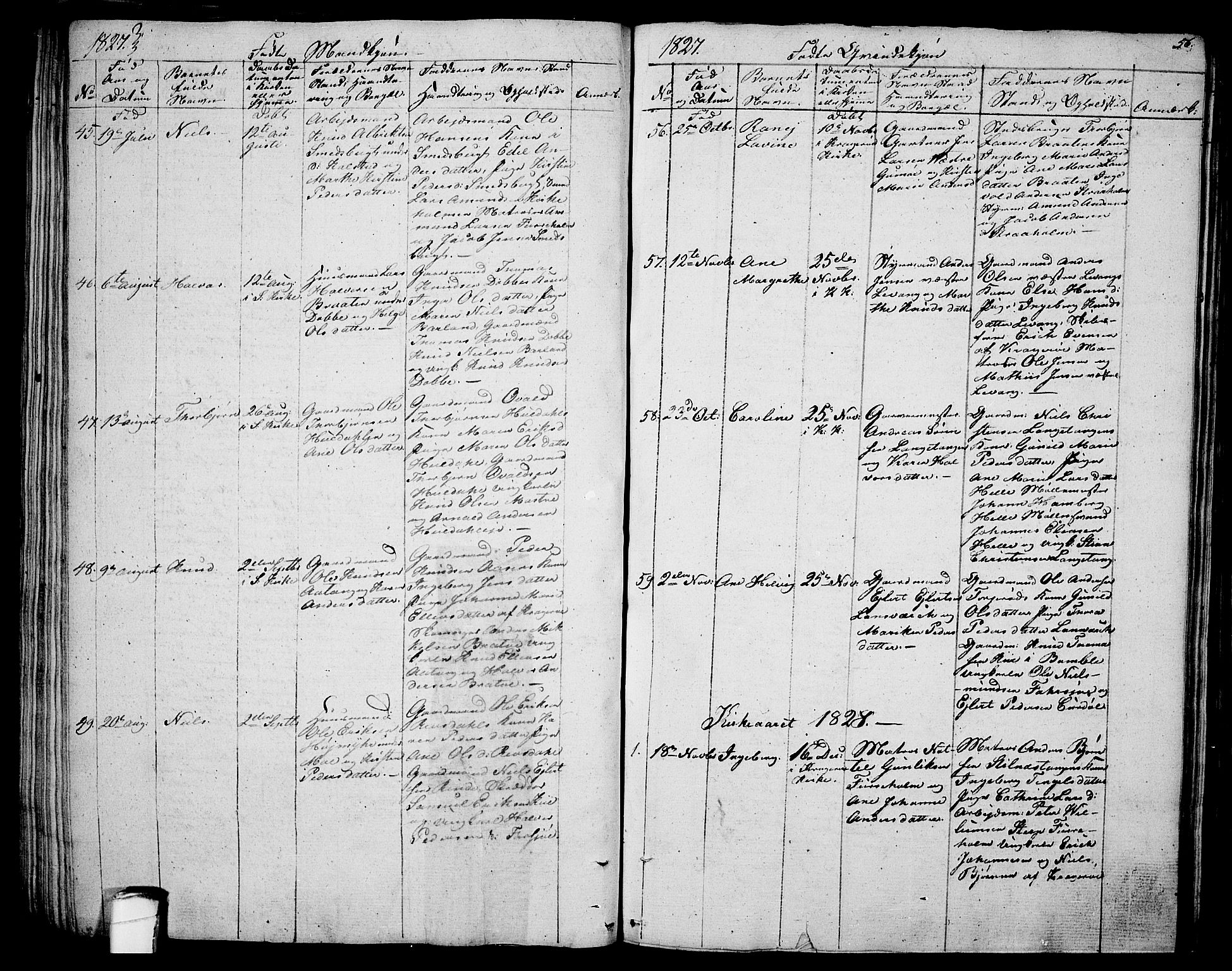 Sannidal kirkebøker, SAKO/A-296/F/Fa/L0005: Parish register (official) no. 5, 1823-1830, p. 56