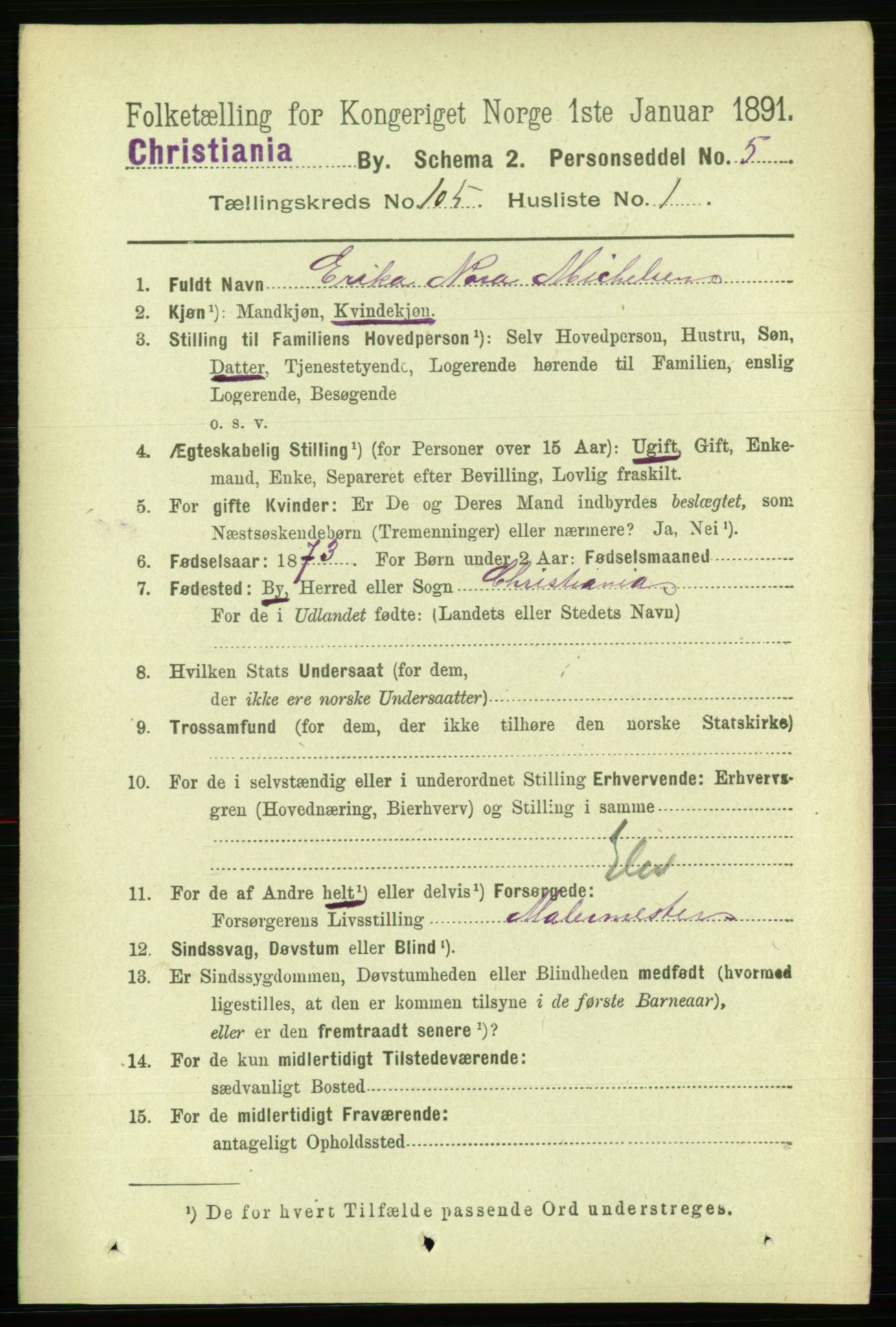 RA, 1891 census for 0301 Kristiania, 1891, p. 52931