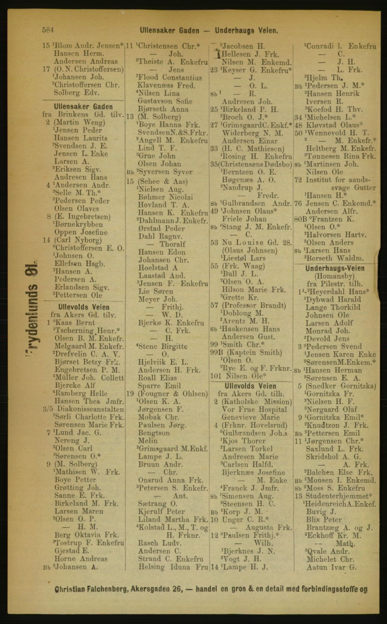 Kristiania/Oslo adressebok, PUBL/-, 1889, p. 584