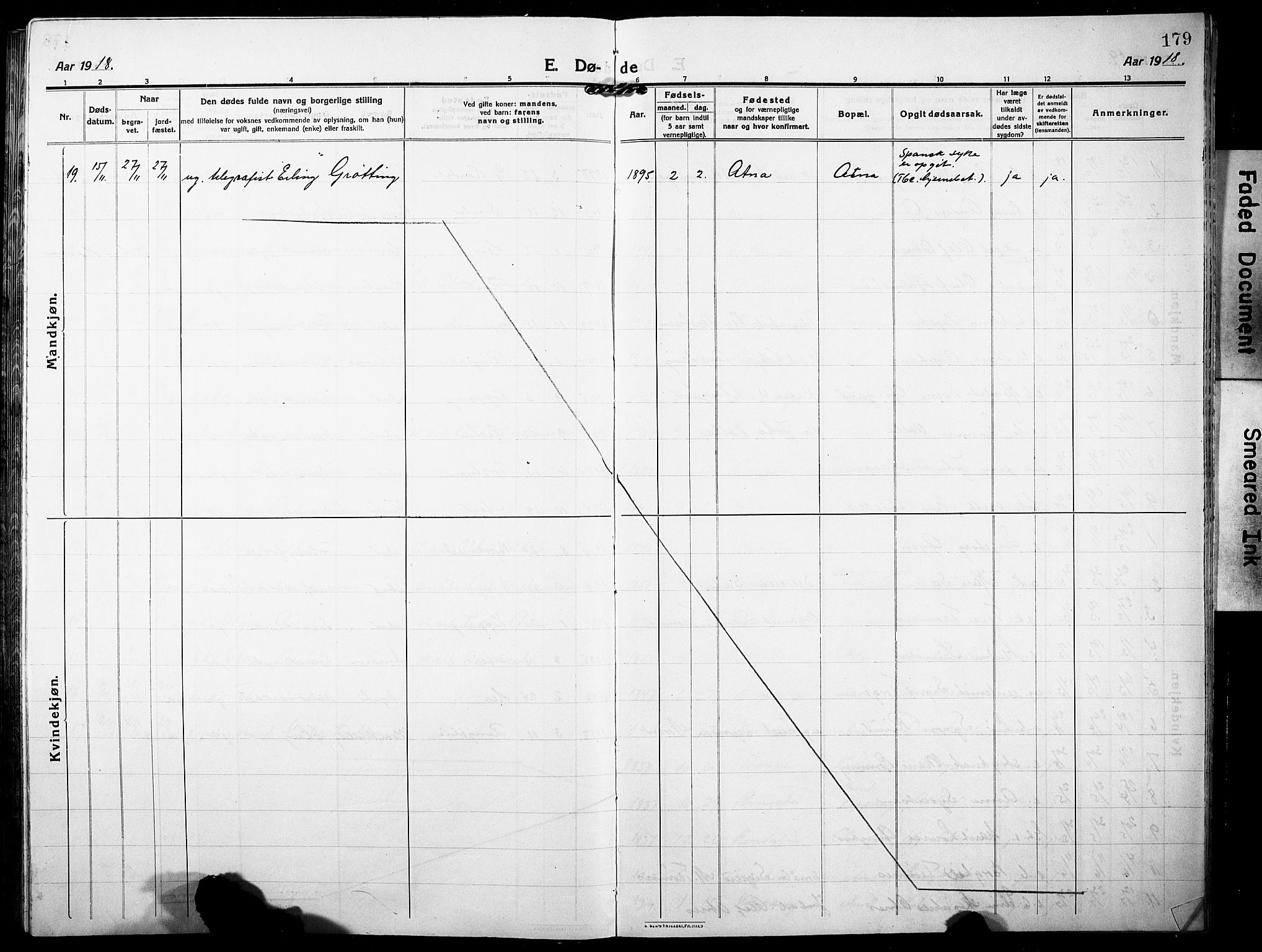 Stor-Elvdal prestekontor, SAH/PREST-052/H/Ha/Hab/L0005: Parish register (copy) no. 5, 1913-1932, p. 179