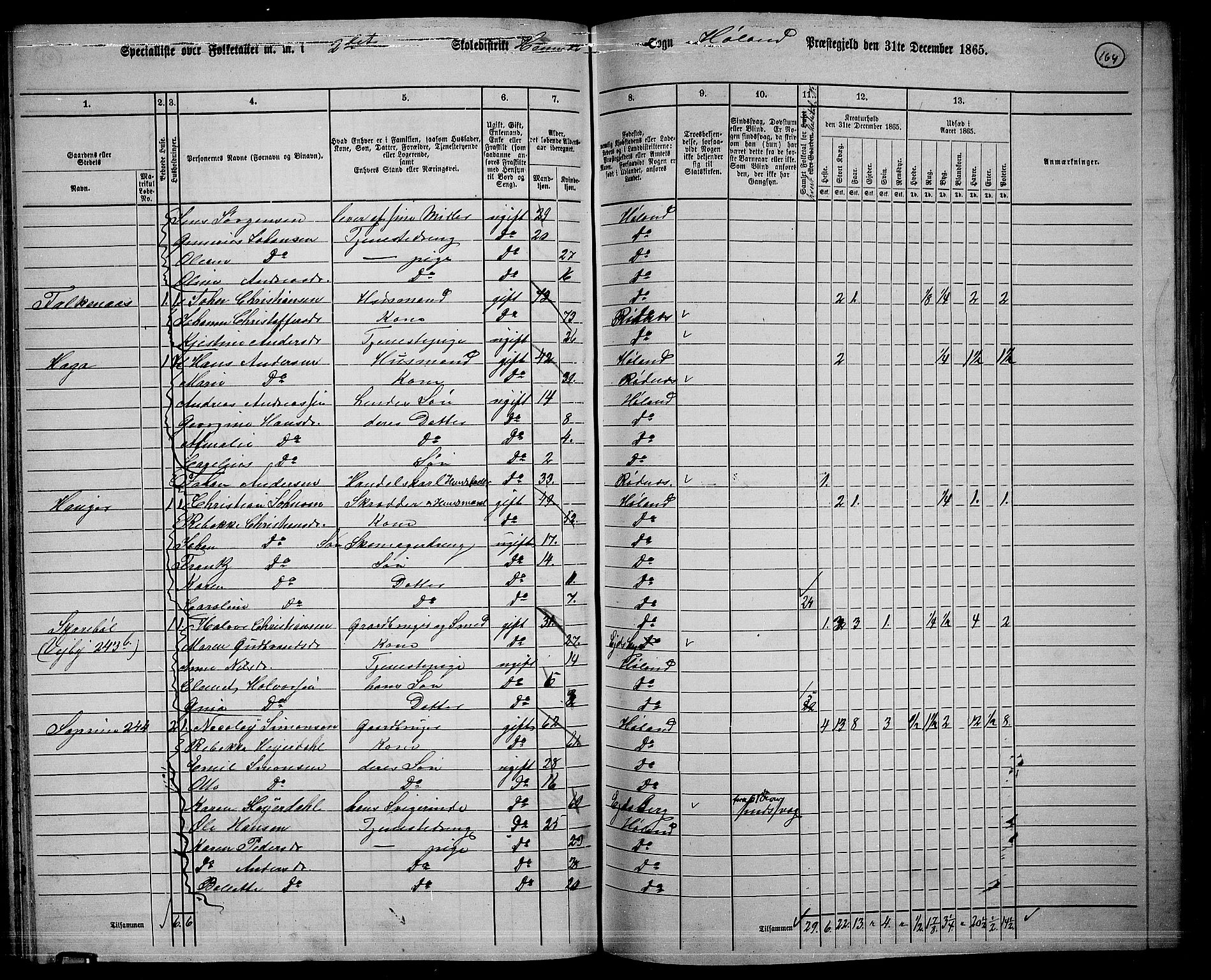 RA, 1865 census for Høland, 1865, p. 155