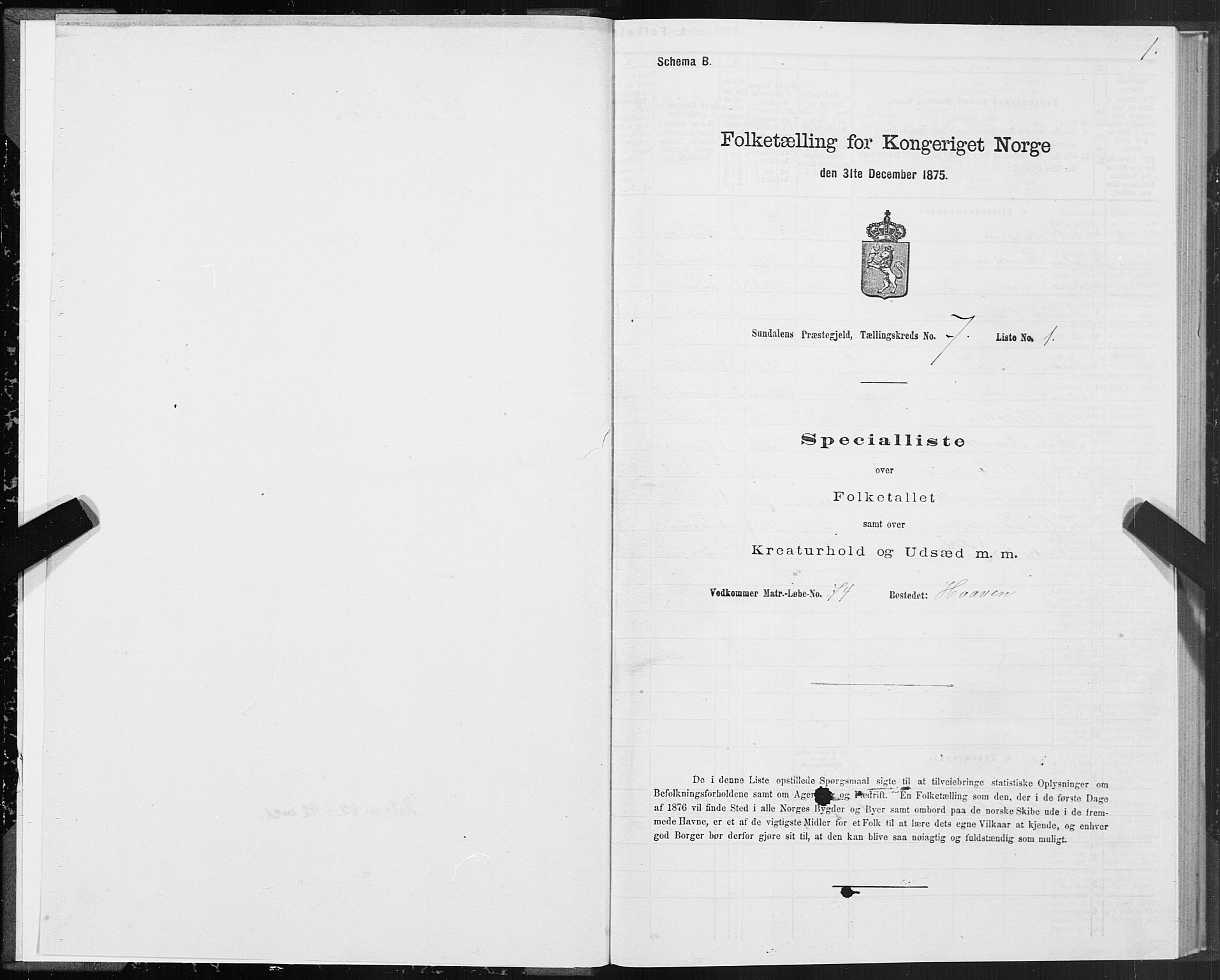 SAT, 1875 census for 1563P Sunndal, 1875, p. 3001