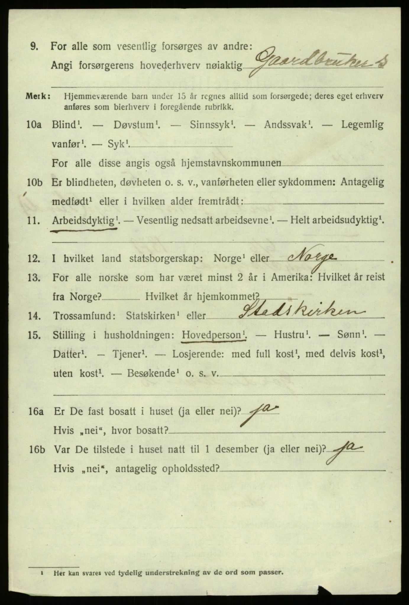 SAB, 1920 census for Borgund, 1920, p. 1091