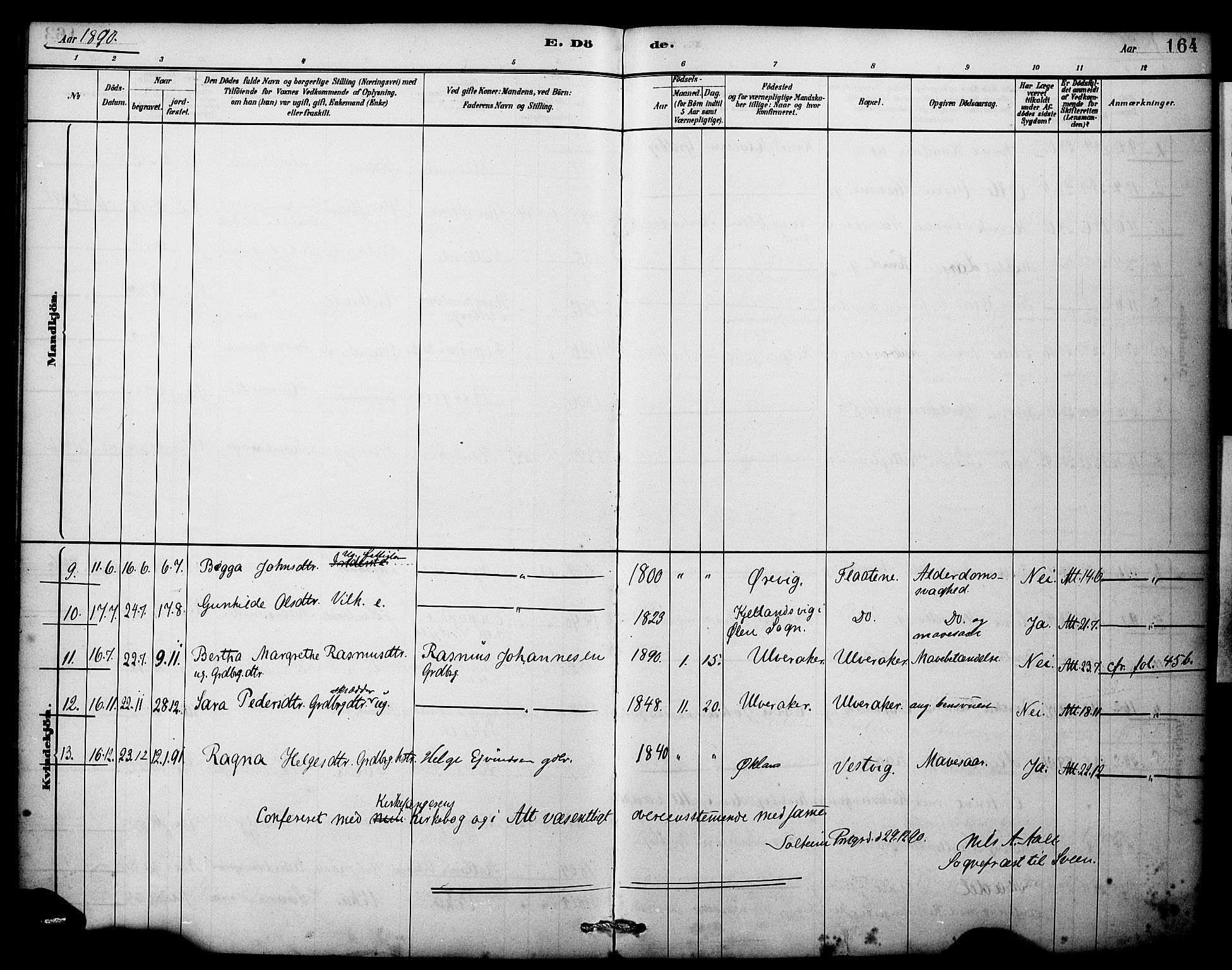 Sveio Sokneprestembete, AV/SAB-A-78501/H/Haa: Parish register (official) no. C 2, 1881-1899, p. 164