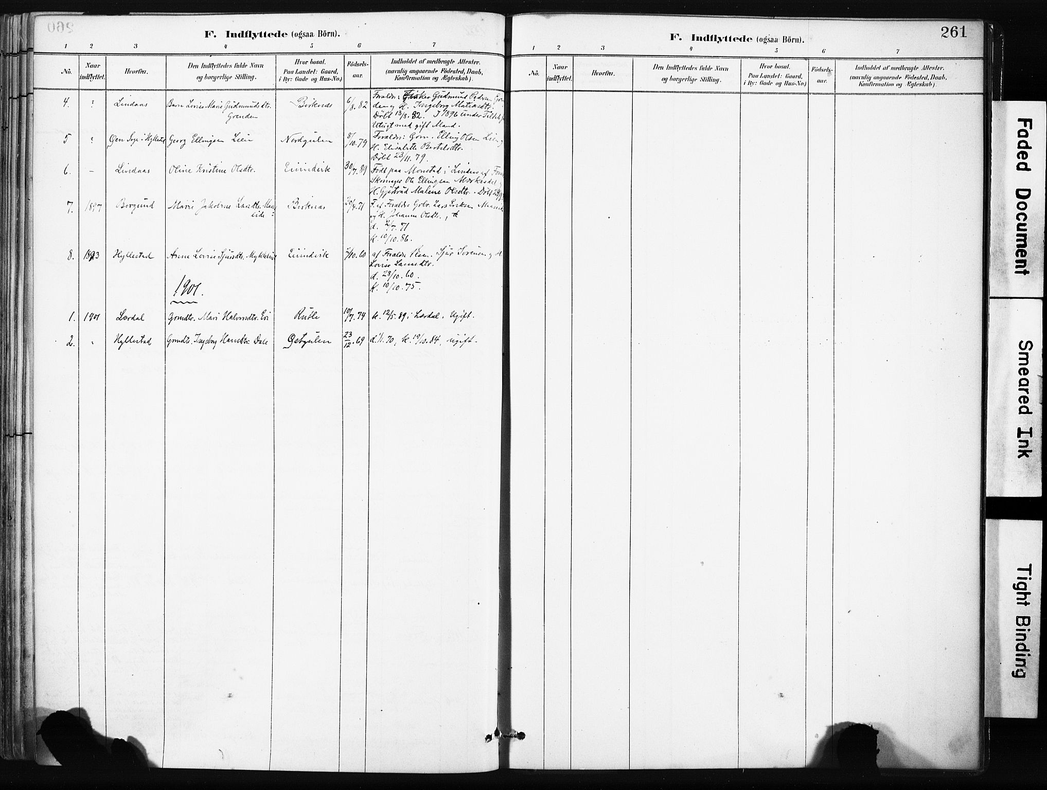 Gulen sokneprestembete, SAB/A-80201/H/Haa/Haab/L0001: Parish register (official) no. B 1, 1881-1905, p. 261