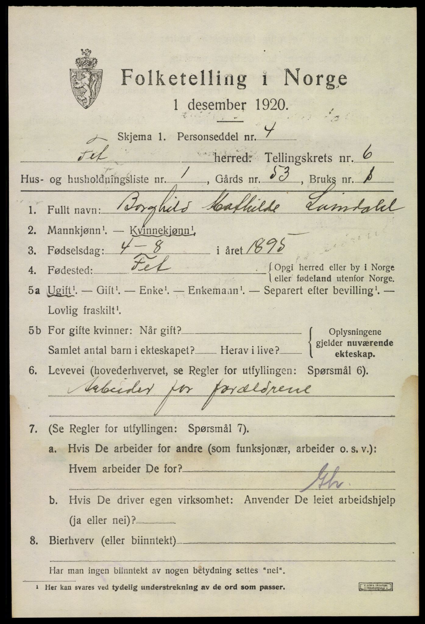 SAO, 1920 census for Fet, 1920, p. 6970