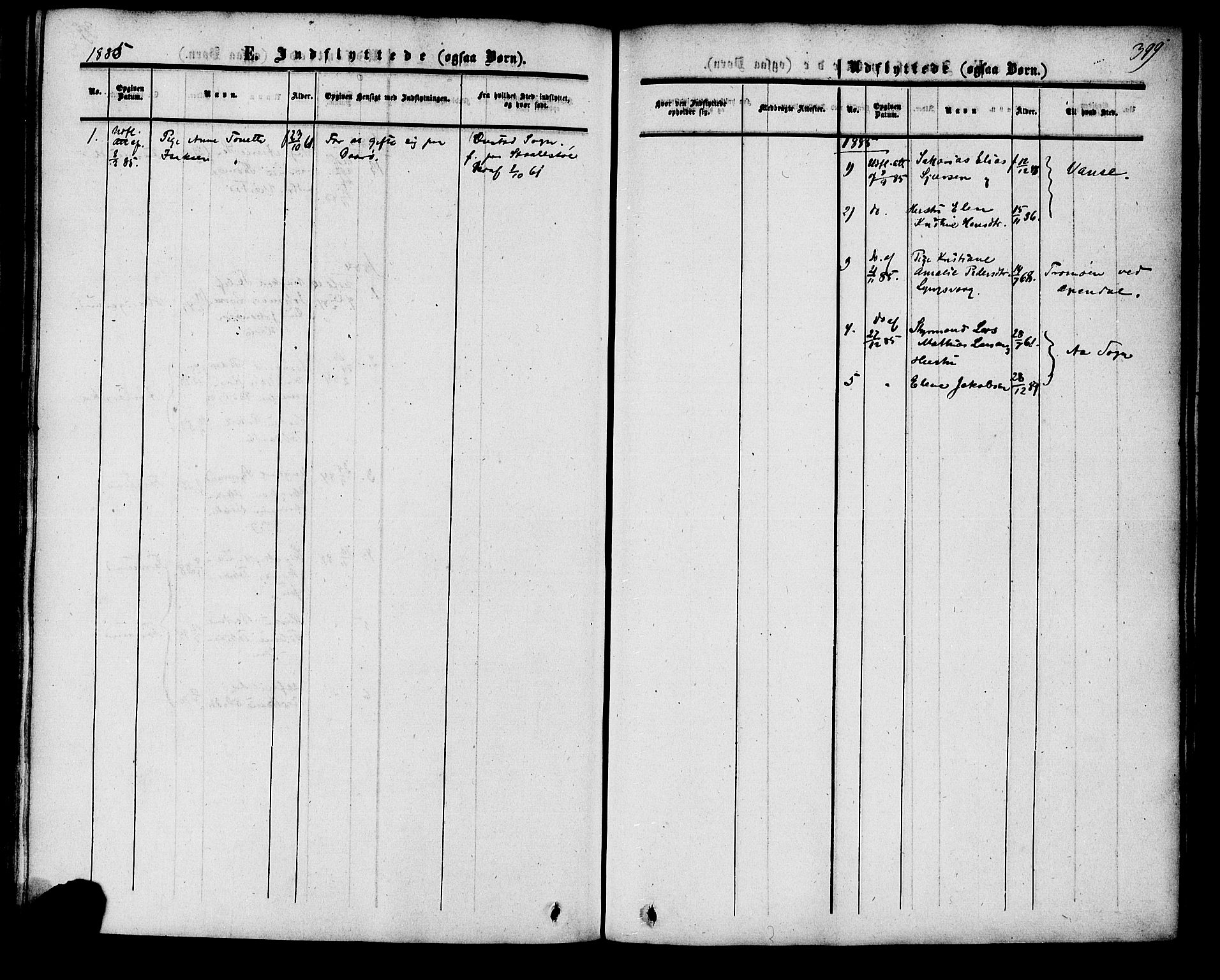 Herad sokneprestkontor, SAK/1111-0018/F/Fa/Fab/L0004: Parish register (official) no. A 4, 1853-1885, p. 399