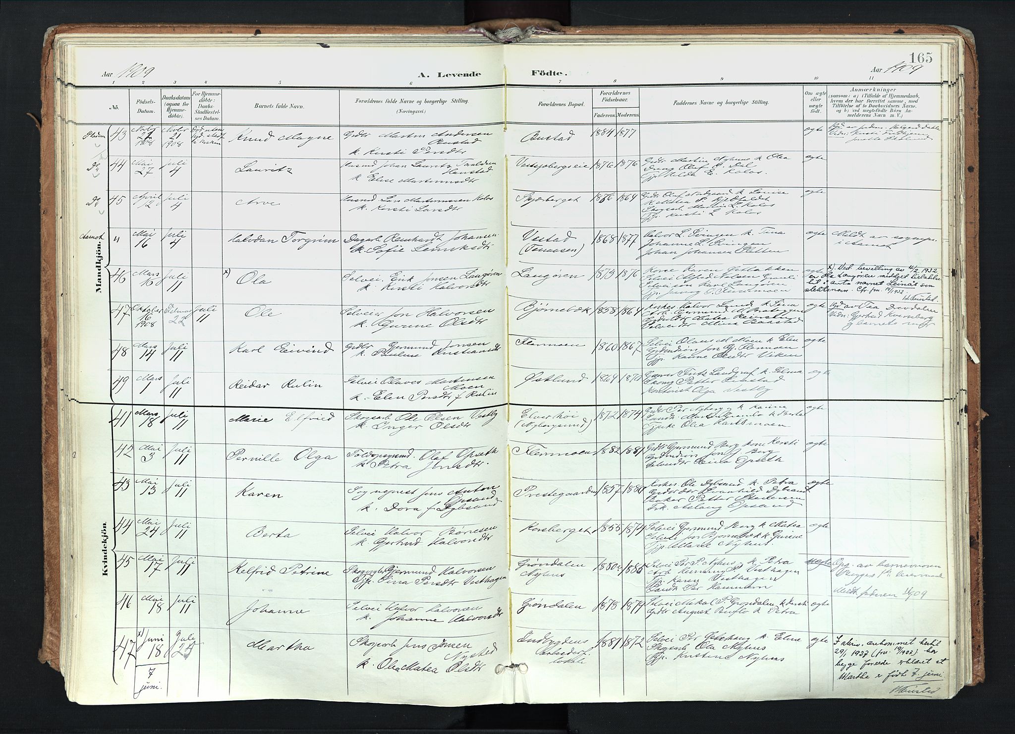 Trysil prestekontor, AV/SAH-PREST-046/H/Ha/Haa/L0012: Parish register (official) no. 12, 1898-1917, p. 165