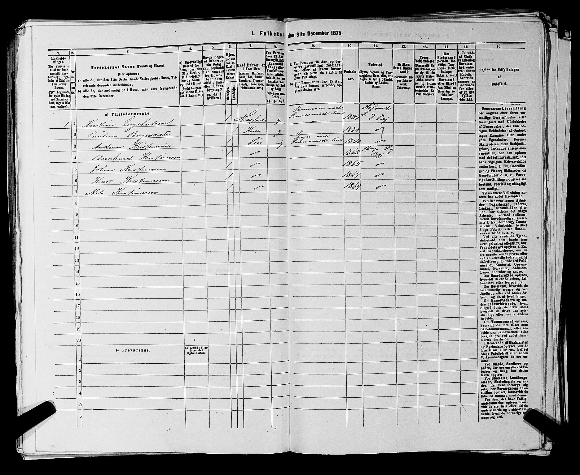 RA, 1875 census for 0113P Borge, 1875, p. 814