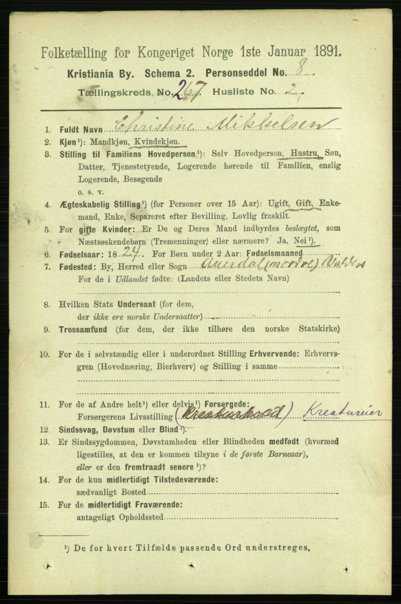 RA, 1891 census for 0301 Kristiania, 1891, p. 161556