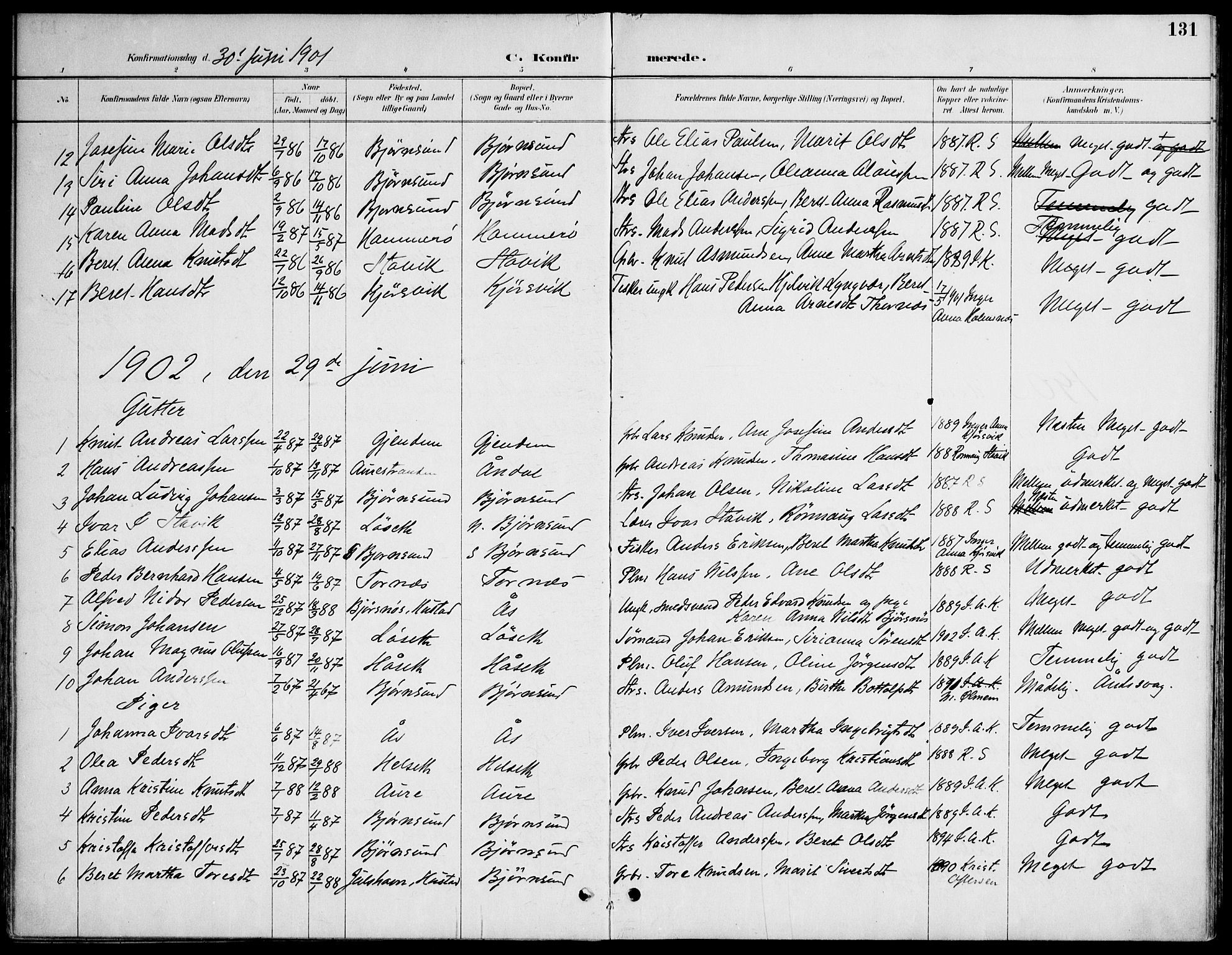 Ministerialprotokoller, klokkerbøker og fødselsregistre - Møre og Romsdal, AV/SAT-A-1454/565/L0750: Parish register (official) no. 565A04, 1887-1905, p. 131