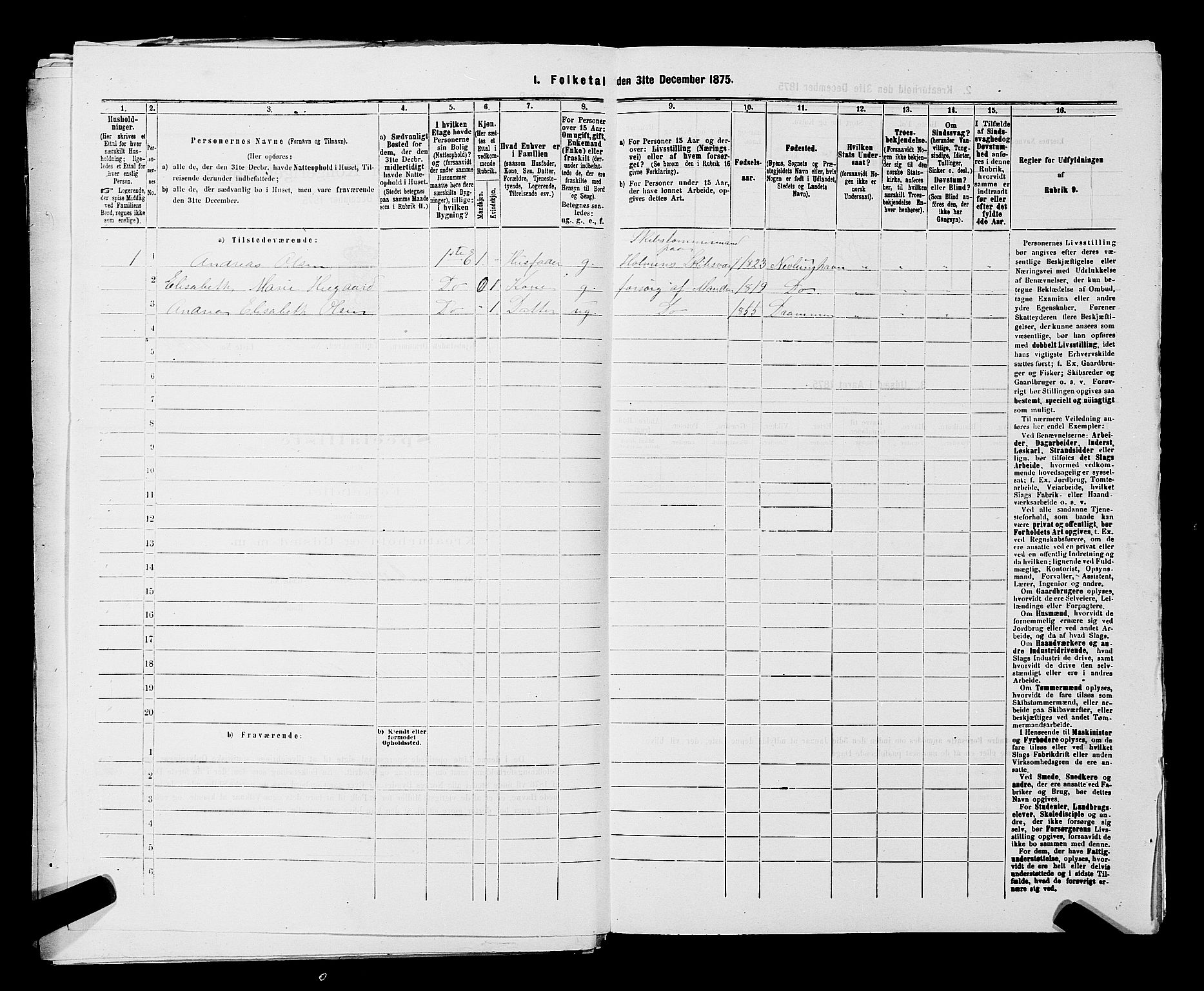 SAKO, 1875 census for 0602 Drammen, 1875, p. 2922