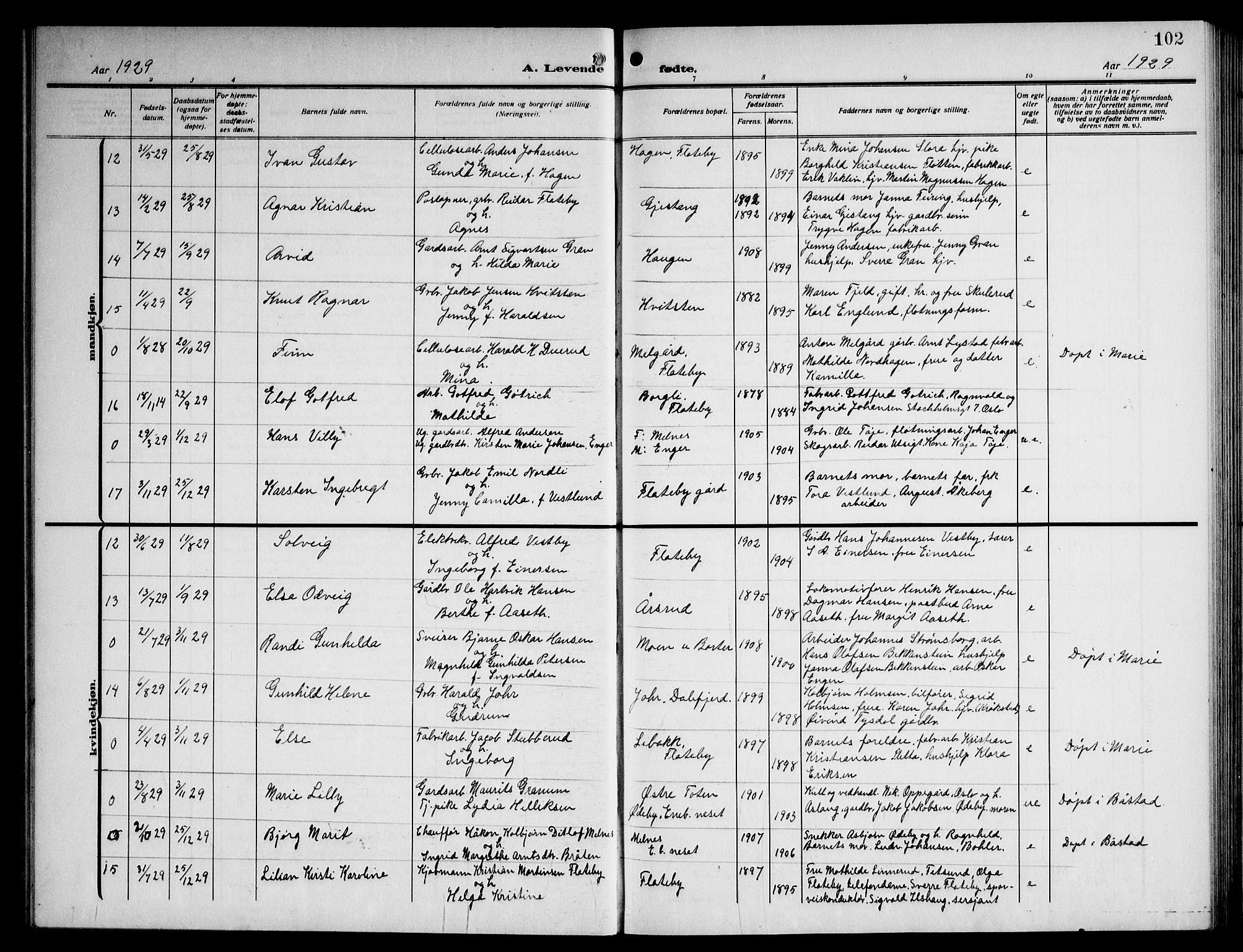 Enebakk prestekontor Kirkebøker, AV/SAO-A-10171c/G/Ga/L0007: Parish register (copy) no. I 7, 1911-1949, p. 102