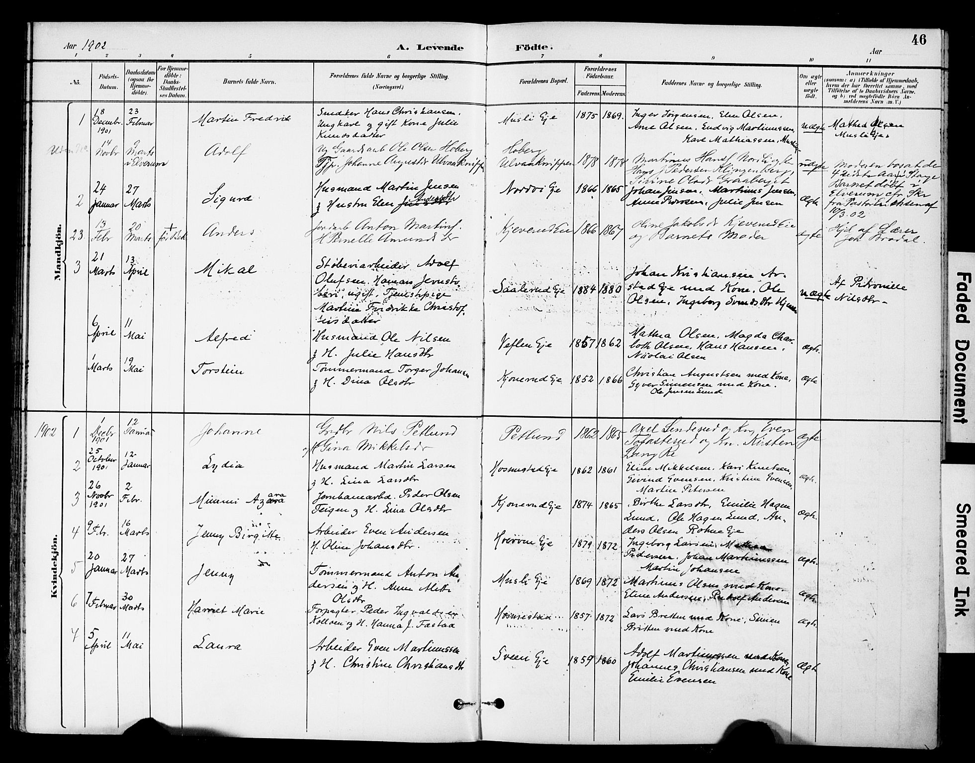Stange prestekontor, SAH/PREST-002/K/L0021: Parish register (official) no. 21, 1891-1902, p. 46
