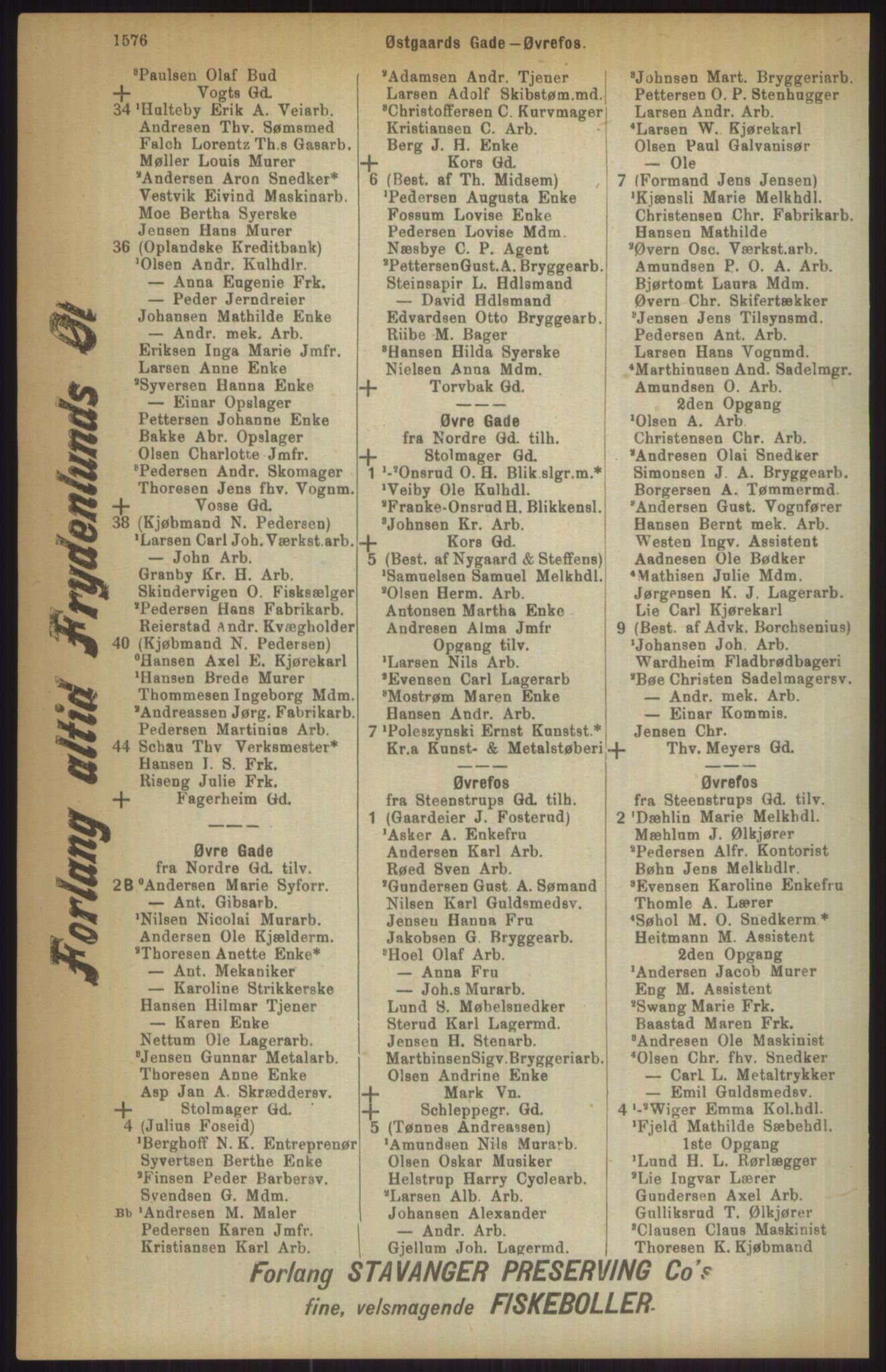 Kristiania/Oslo adressebok, PUBL/-, 1911, p. 1576