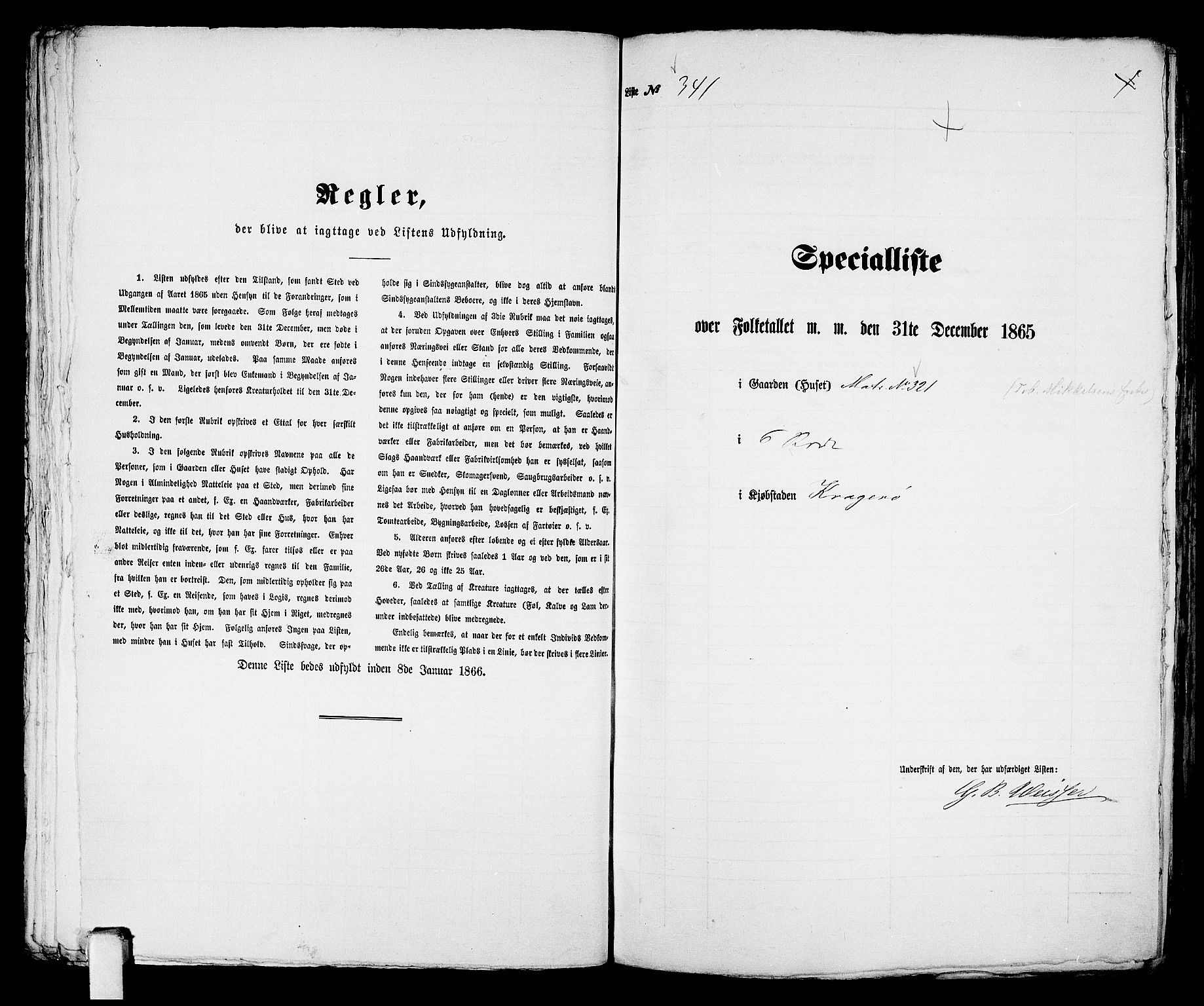 RA, 1865 census for Kragerø/Kragerø, 1865, p. 697