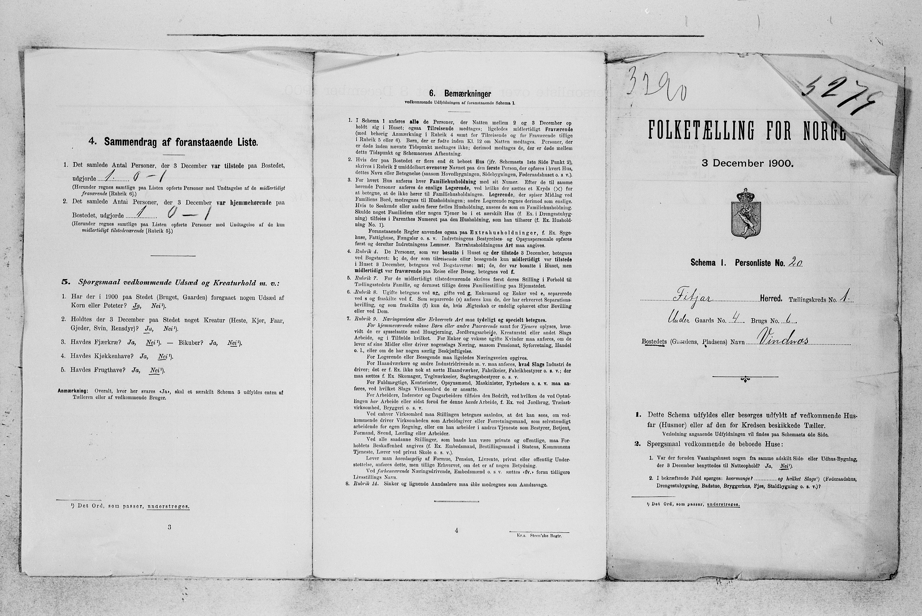 SAB, 1900 census for Fitjar, 1900, p. 19