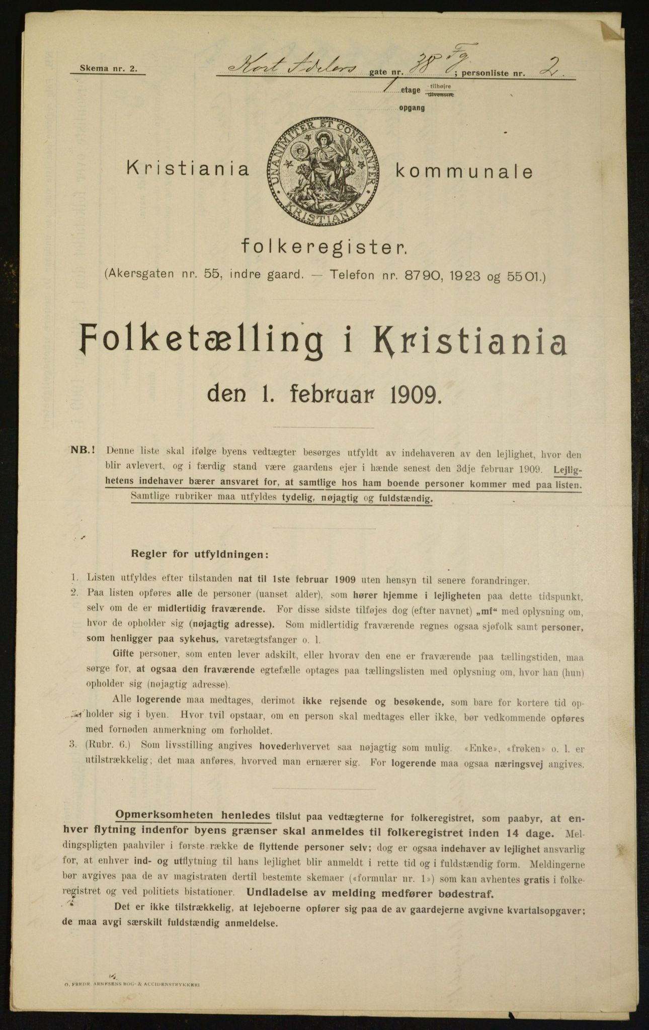 OBA, Municipal Census 1909 for Kristiania, 1909, p. 12732